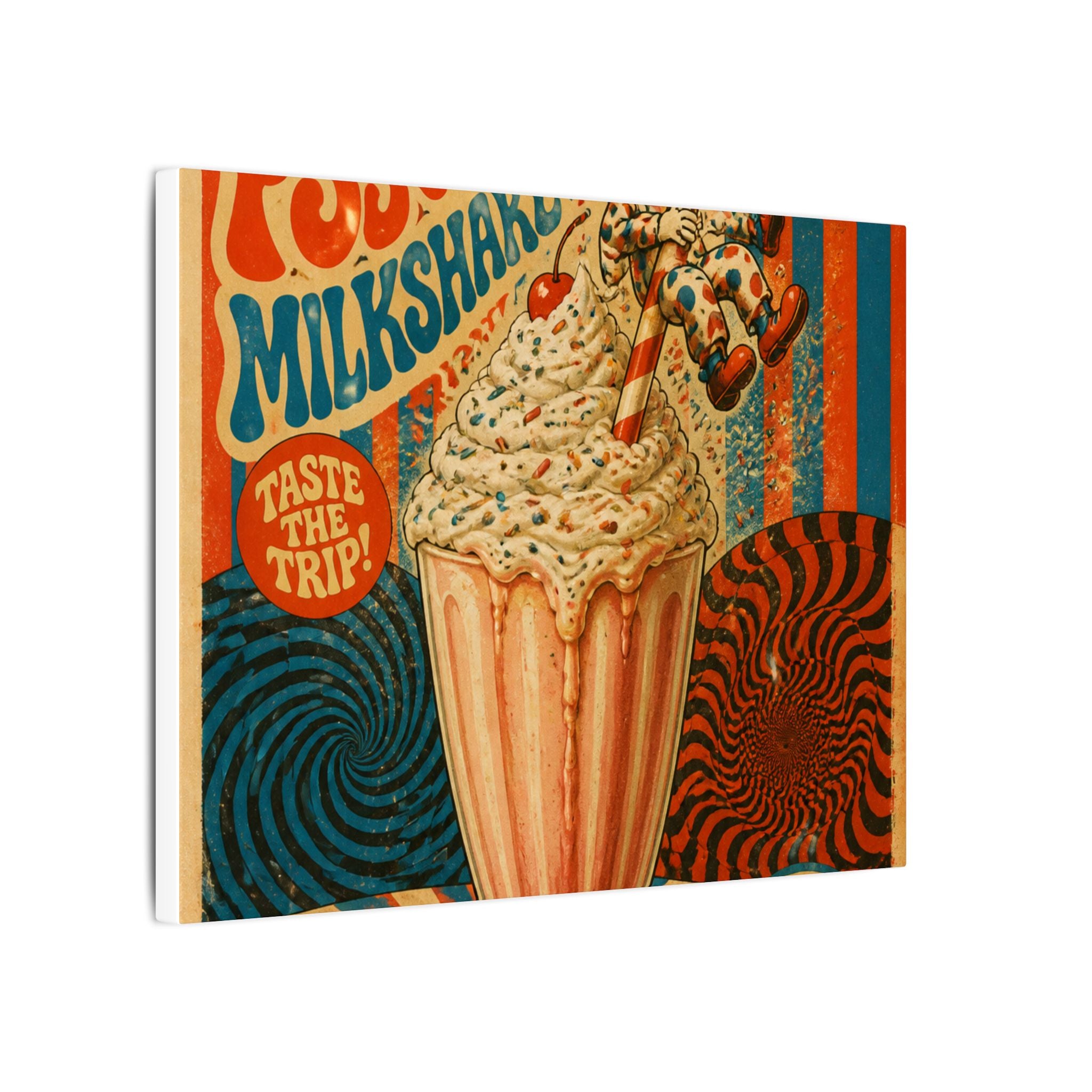 Milkshake Slide Clown Wall Art Canvas 24×36 Psychedelic Dining Room Decor Maximalist Print