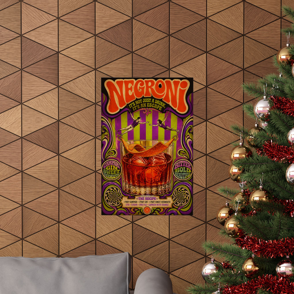 Negroni Trapeze Act Wall Art Poster 24×36 Psychedelic Dining Room Decor Maximalist Print
