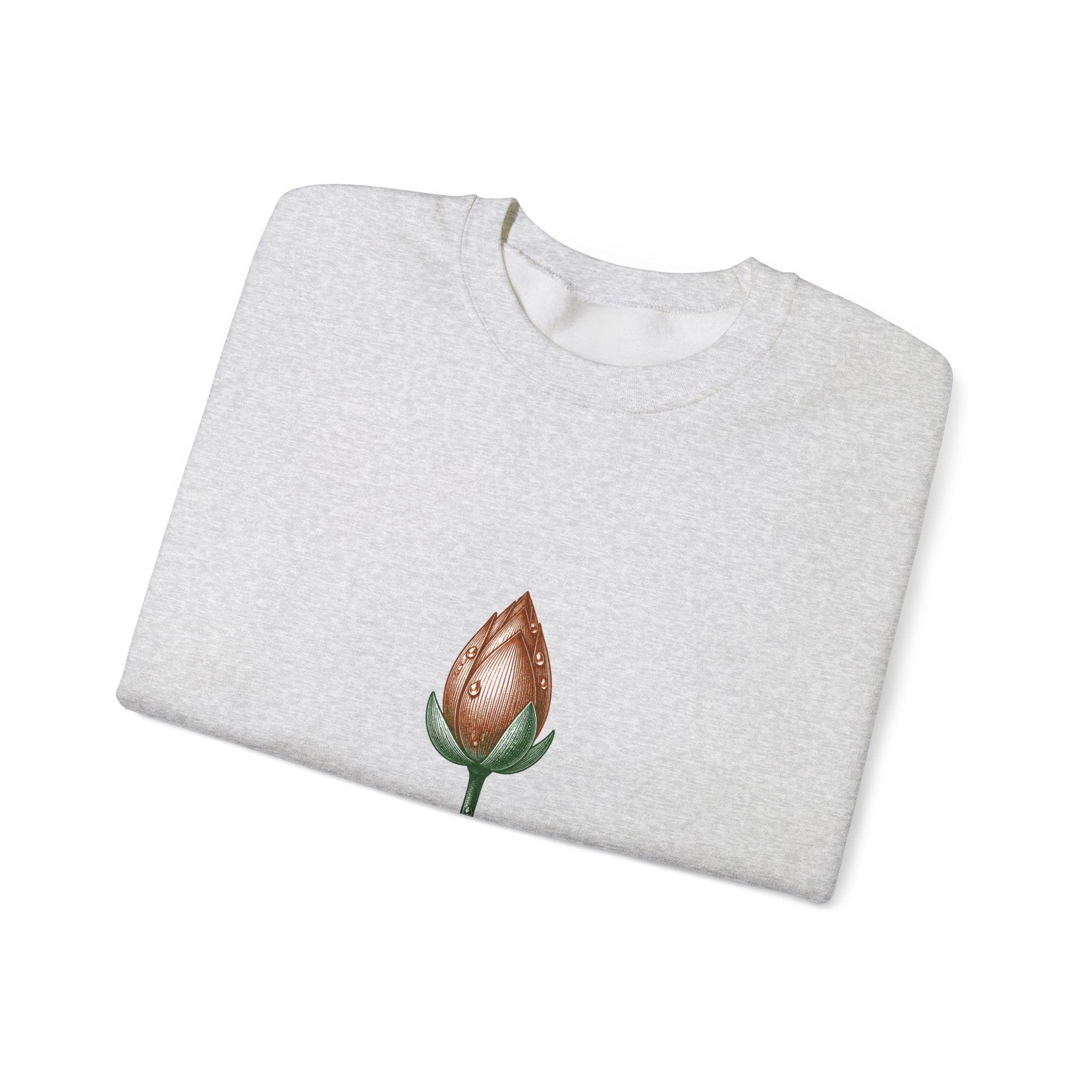 Matching Couple Sweatshirt - Open & Closed Lotus Matching Couple Comfort Colors Crew Vintage Art His Hers Honeymoon Gift - Design B