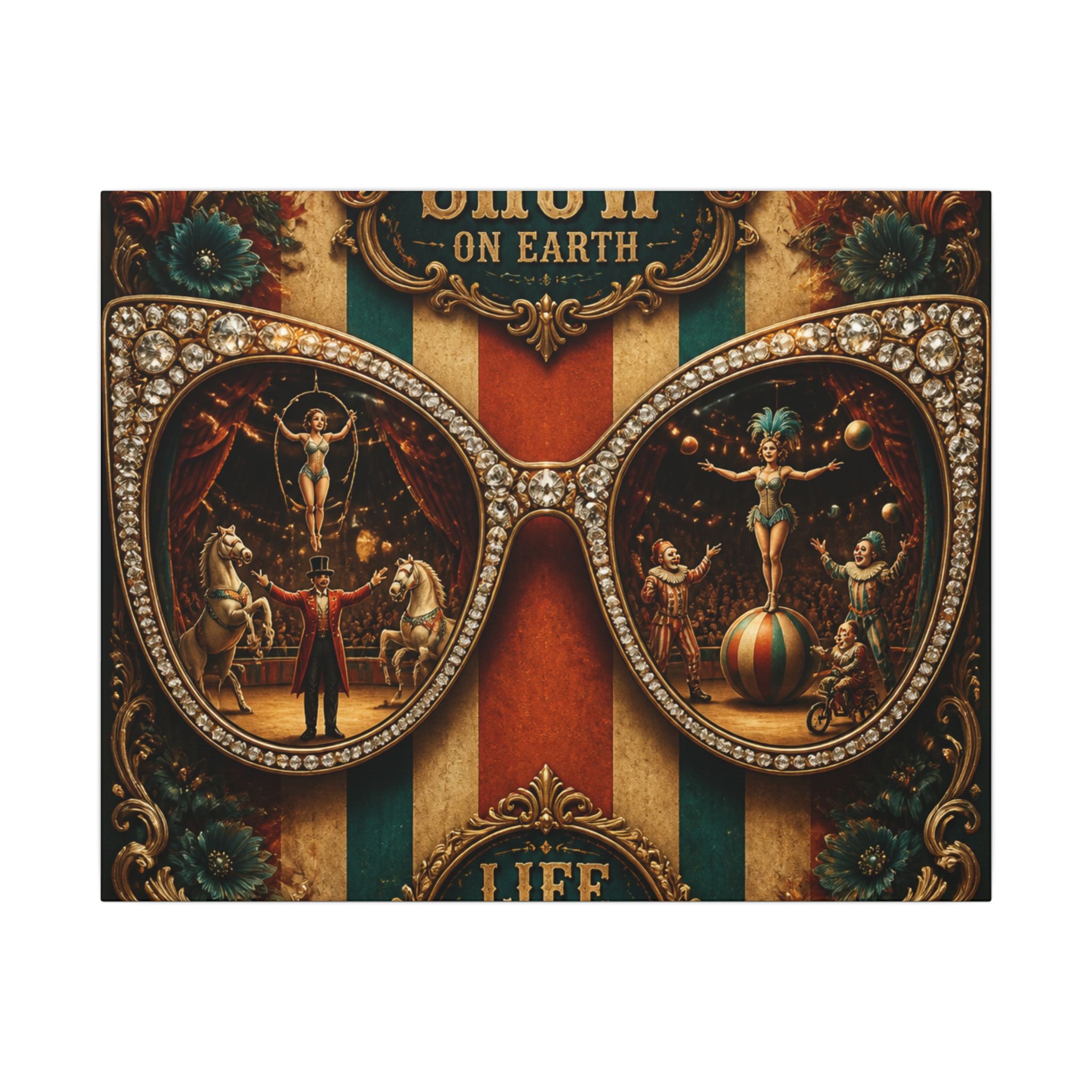 Sunglasses Circus Ring Wall Art Canvas 16×20 Baroque Home Office Decor Maximalist Print