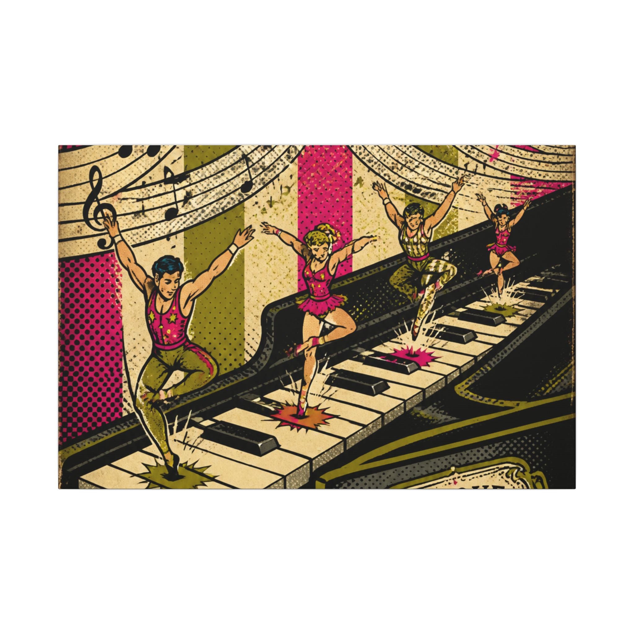 Grand Piano Acrobats Wall Art Canvas 16×20 Pop Art Living Room Decor Maximalist Print