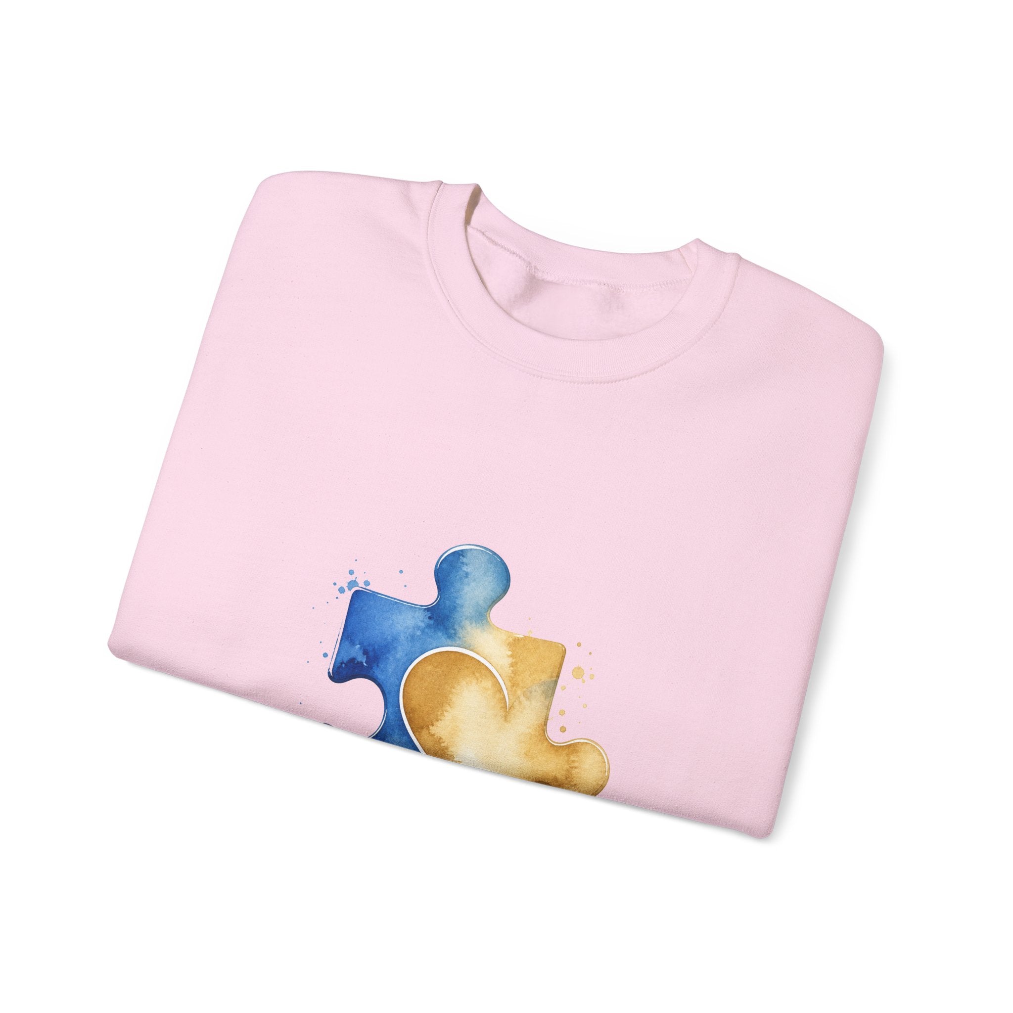 Matching Couple Sweatshirt - Puzzle Pieces Matching Couple Crewneck Sweatshirt Watercolor Art His Hers Engagement Gift - Design B