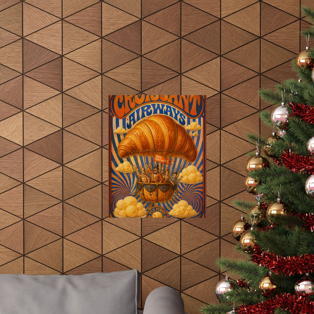 Croissant Hot Air Balloon Wall Art Poster 18×24 Psychedelic Cafe Decor Maximalist Print