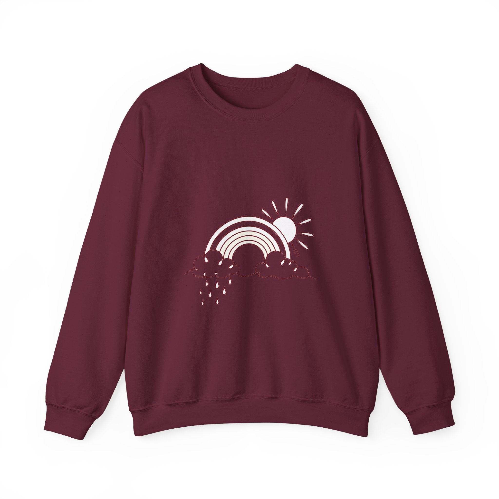 Matching Couple Sweatshirt - Storm & Rainbow Matching Couple Crewneck Sweatshirt Minimalist Art His Hers Valentine Gift - Design B
