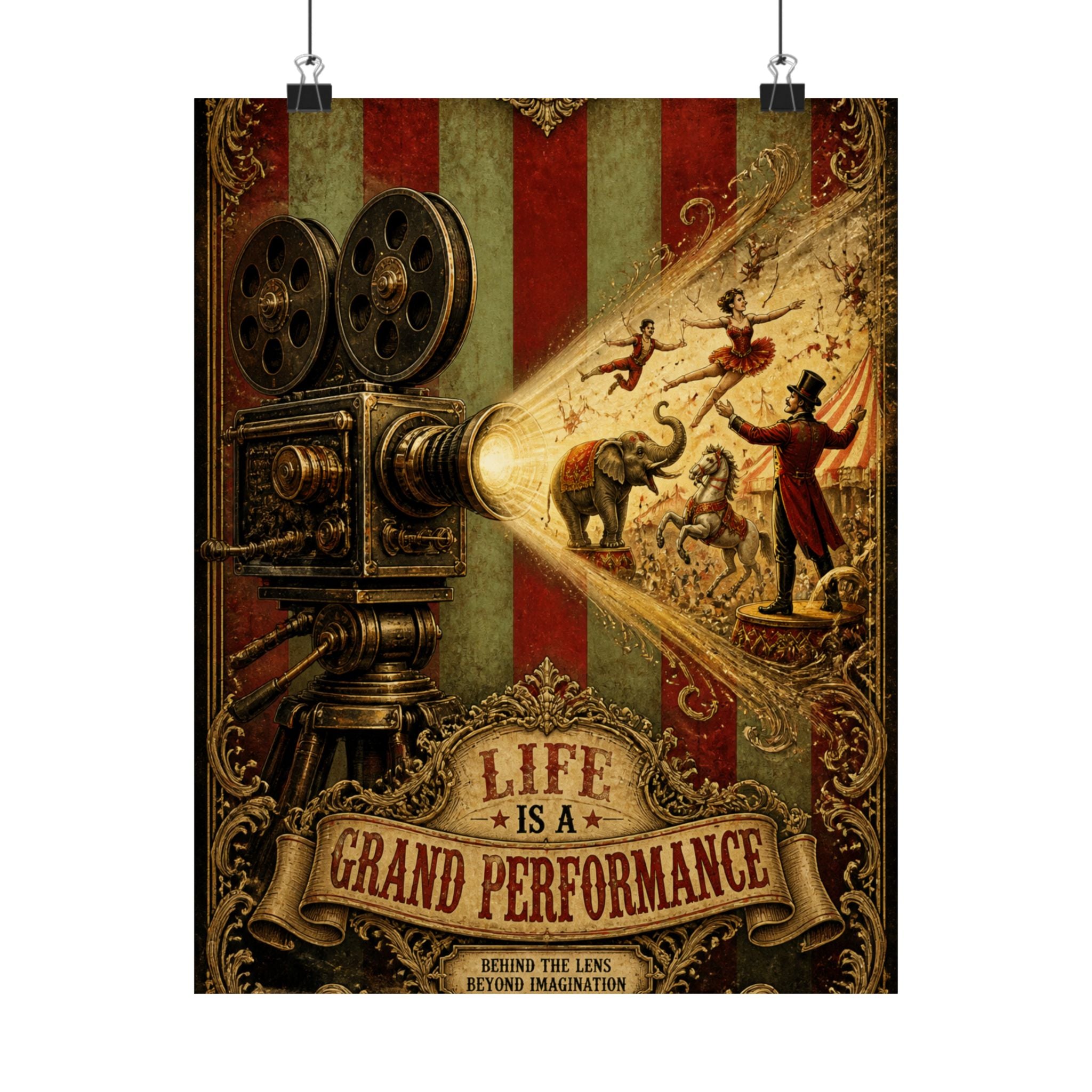 Film Camera Projector Show Wall Art Poster 18×24 Baroque Home Office Decor Maximalist Print
