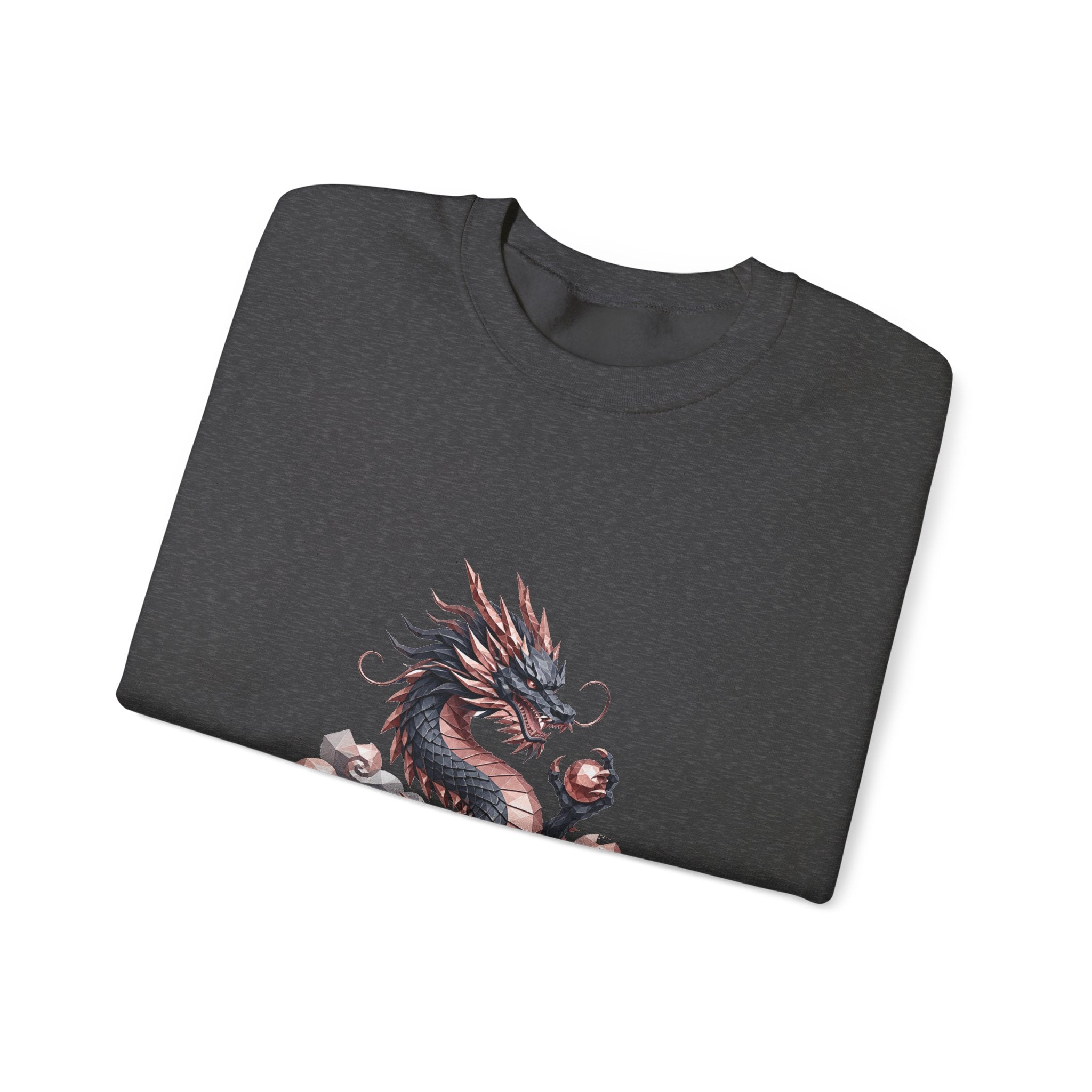 Matching Couple Sweatshirt - Dragon & Phoenix Matching Couple Crewneck Sweatshirt Geometric Art His Hers Couple Gift - Design A