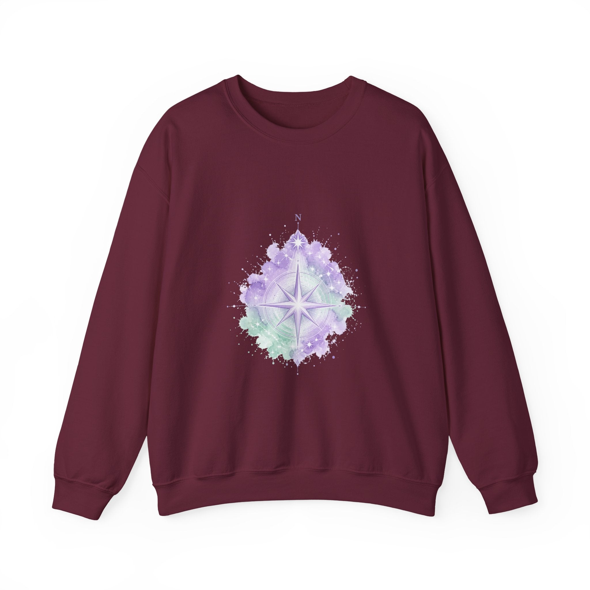Matching Couple Sweatshirt - Shooting Star & North Star Matching Couple Crewneck Sweatshirt Watercolor Art His Hers Engagement Gift - Design B