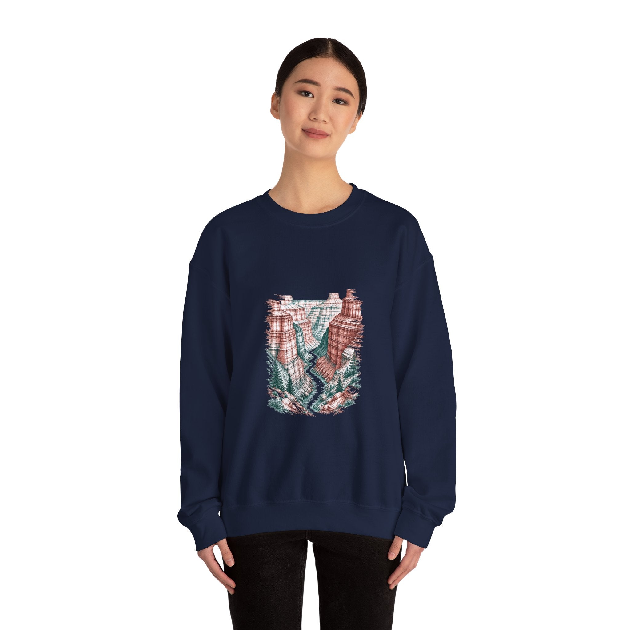 Matching Couple Sweatshirt - Lavender Fields & Canyon Matching Couple Crewneck Sweatshirt Hand-Drawn Art His Hers Best Friend Gift - Design B