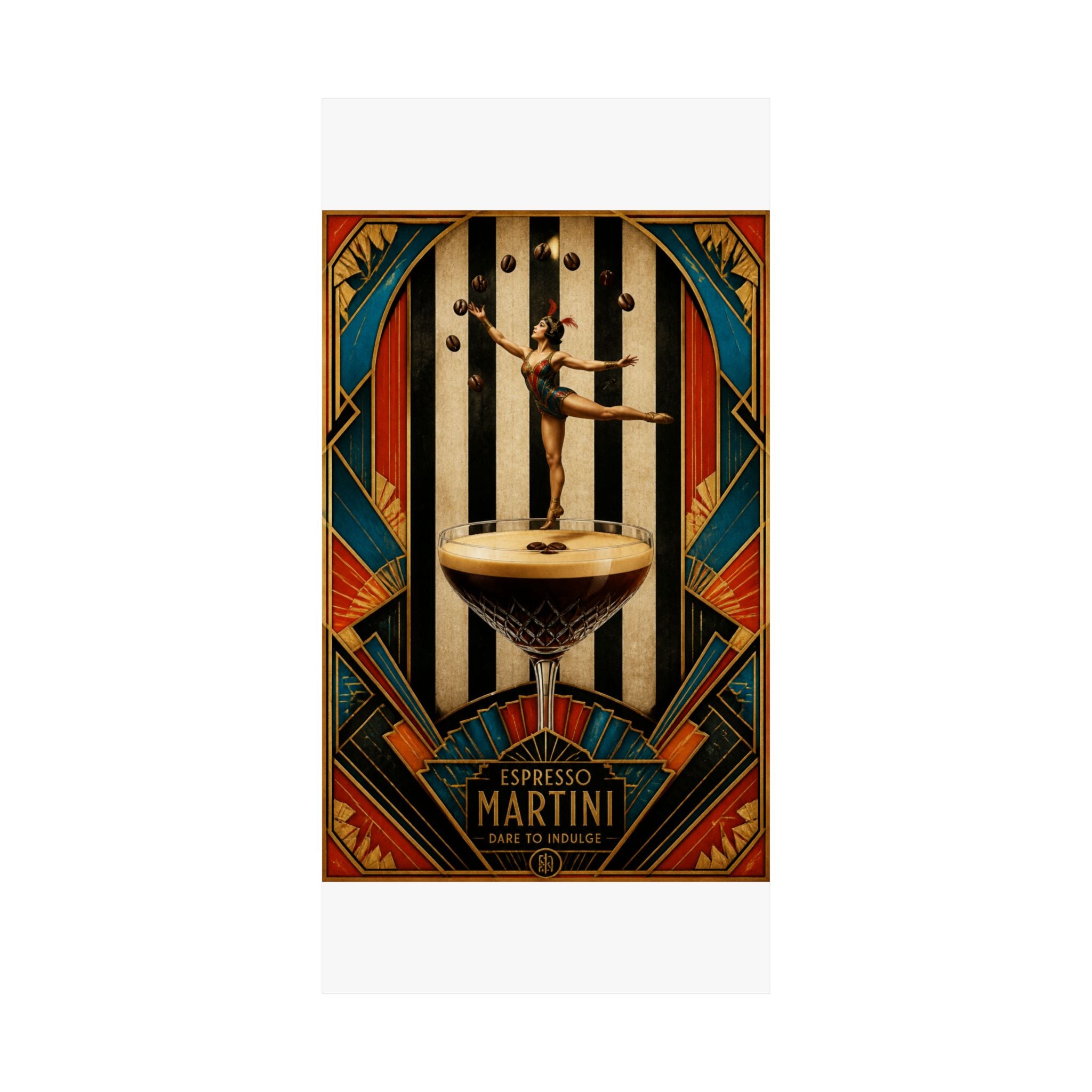 Espresso Martini Acrobat Wall Art Poster 18×24 Art Deco Entryway Decor Maximalist Print