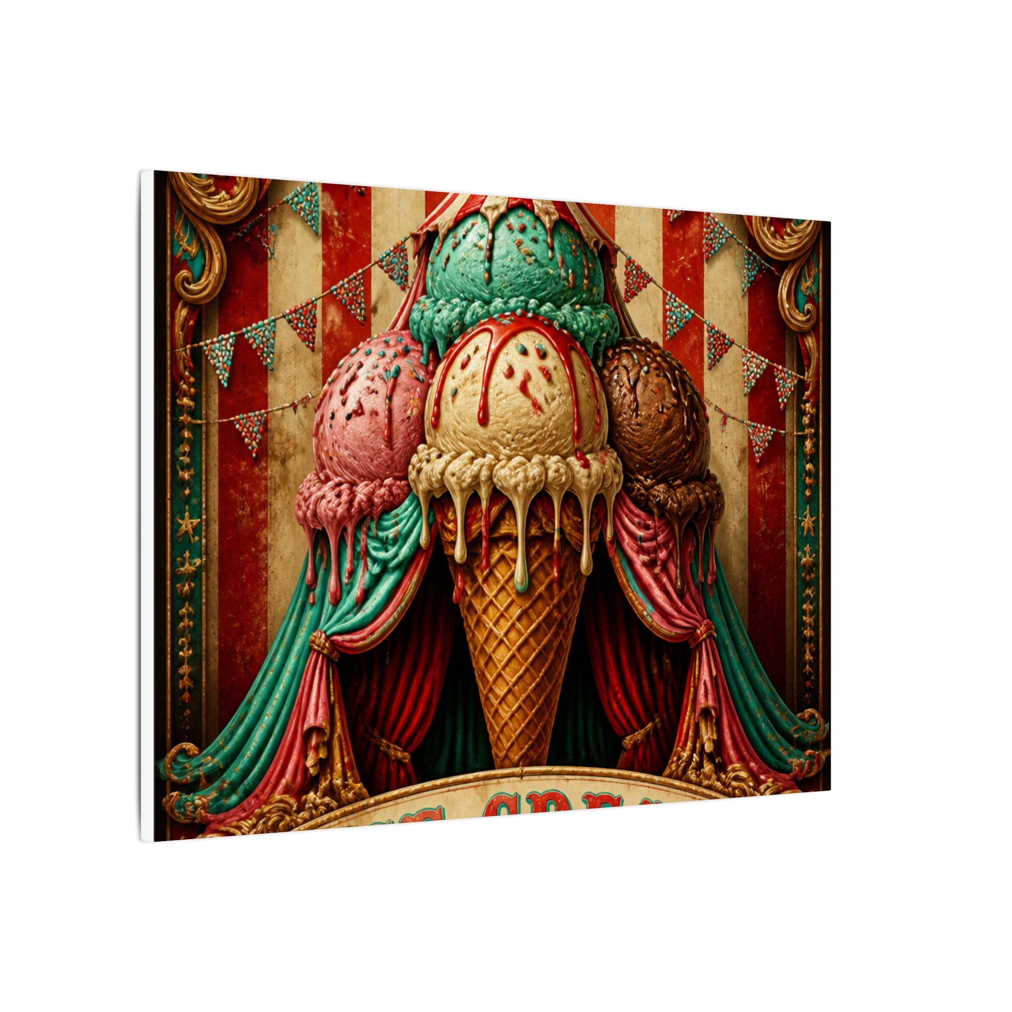 Ice Cream Cone Circus Tent Wall Art Canvas 24×36 Baroque Studio Decor Maximalist Print