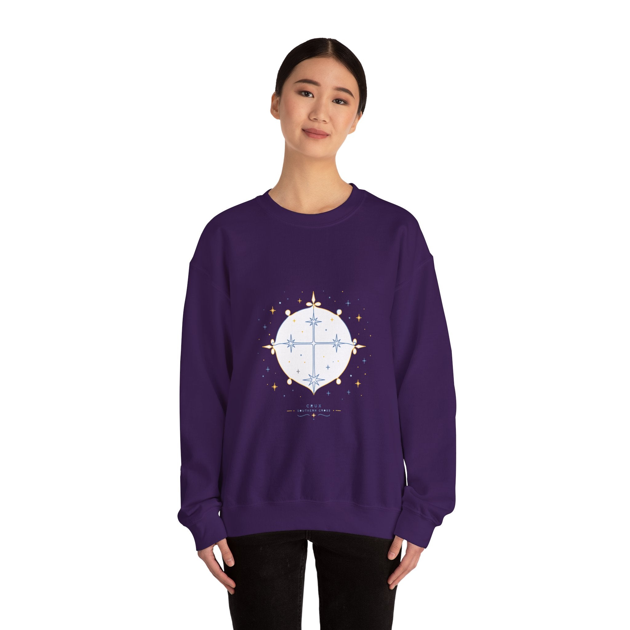 Matching Couple Sweatshirt - Aurora & Southern Cross Matching Couple Premium Fleece Sweatshirt Minimalist Art His Hers Christmas Gift - Design B