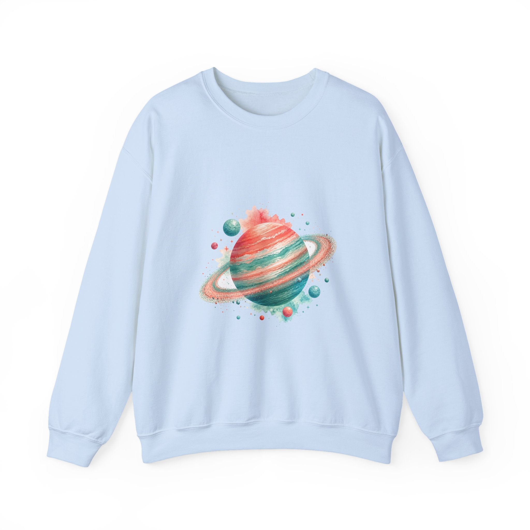 Matching Couple Sweatshirt - Astronaut & Planet Matching Couple Premium Fleece Sweatshirt Watercolor Art His Hers Birthday Gift - Design B