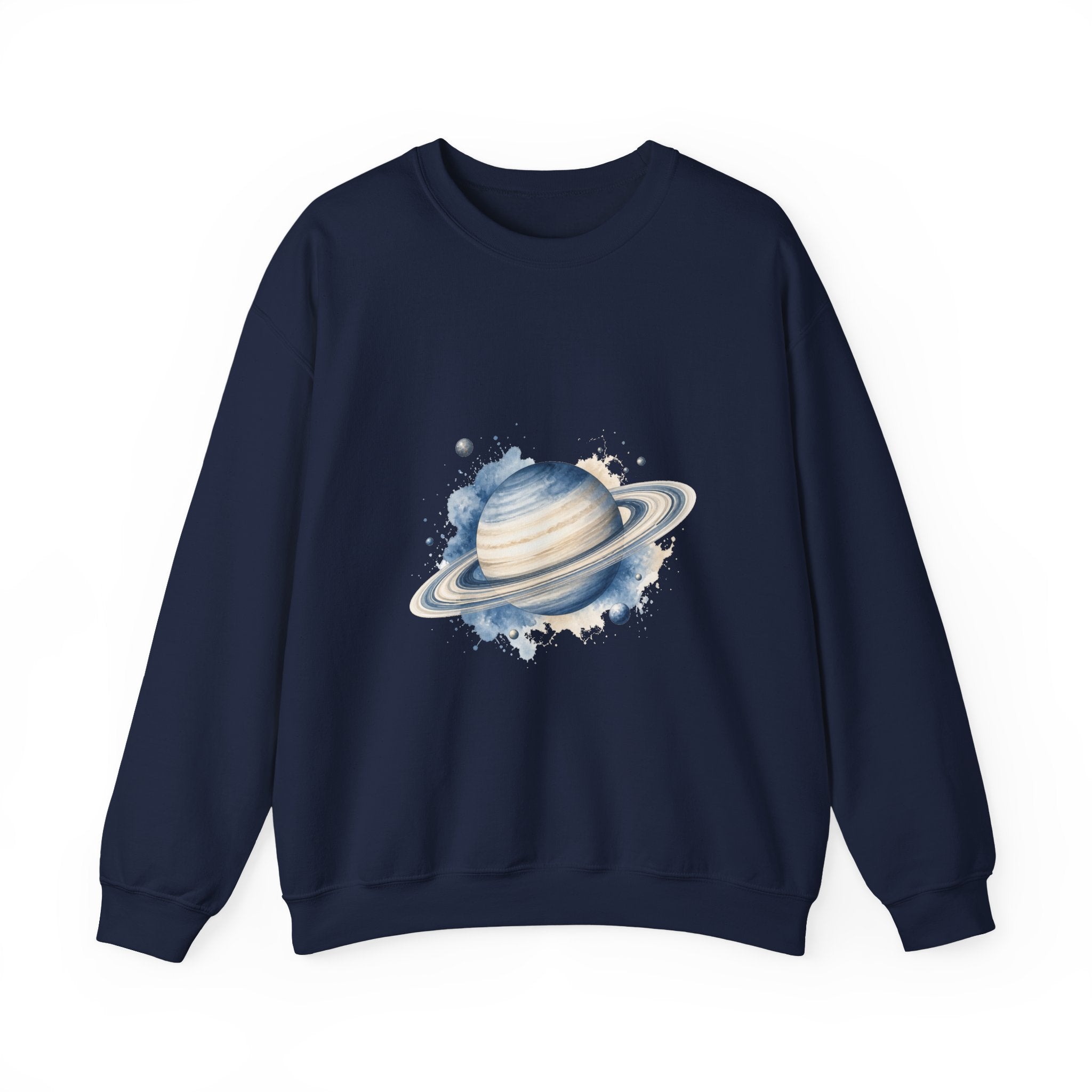 Matching Couple Sweatshirt - Saturn & Jupiter Matching Couple Crewneck Sweatshirt Watercolor Art His Hers Engagement Gift - Design A
