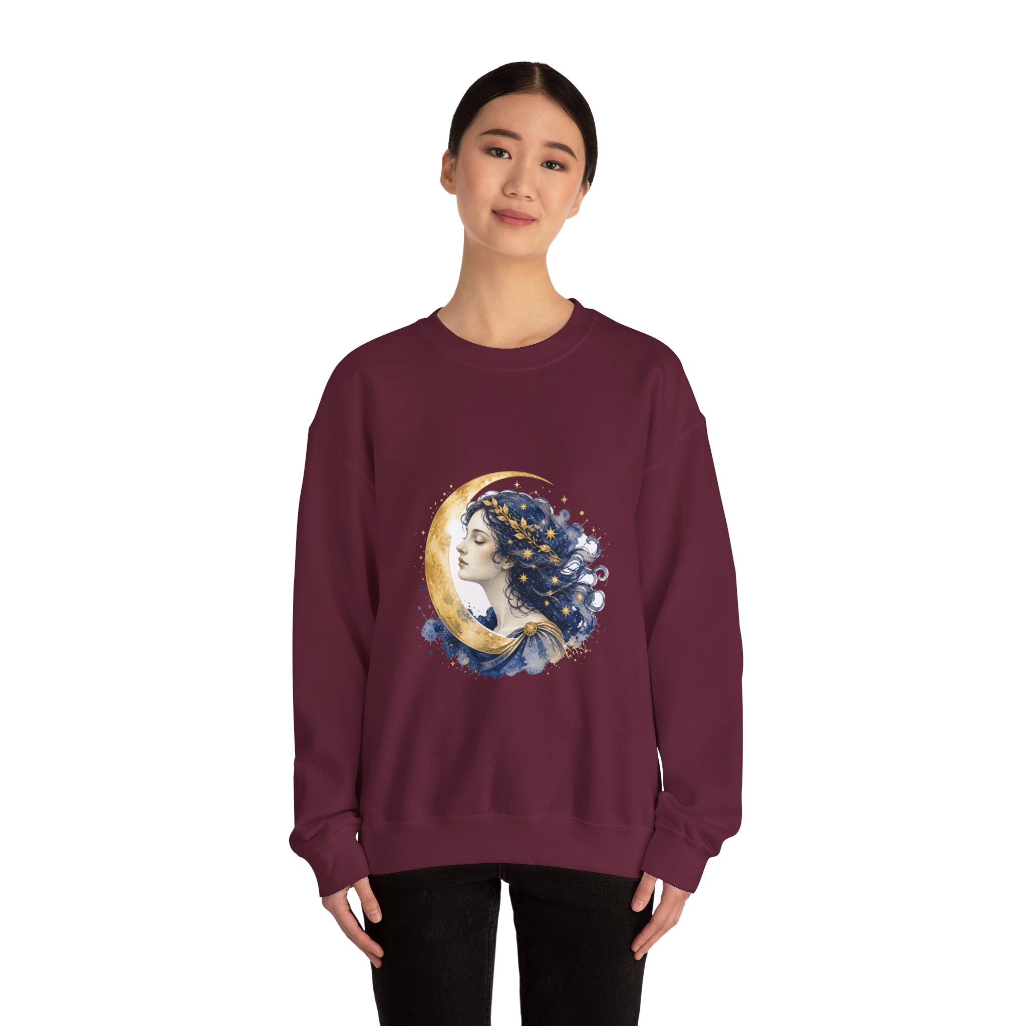 Matching Couple Sweatshirt - Helios & Selene Matching Couple Comfort Colors Crew Watercolor Art His Hers Birthday Gift - Design B