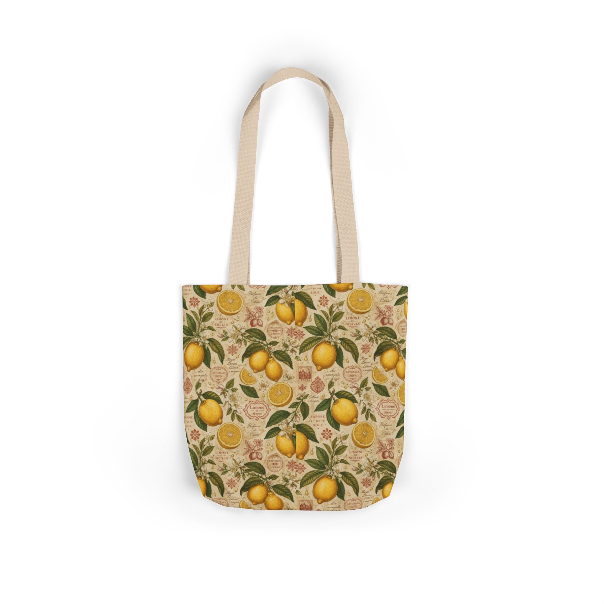 Meyer Lemons Canvas Tote Bag Mediterranean Kitchen Botanical Design Italian Cottagecore Gift