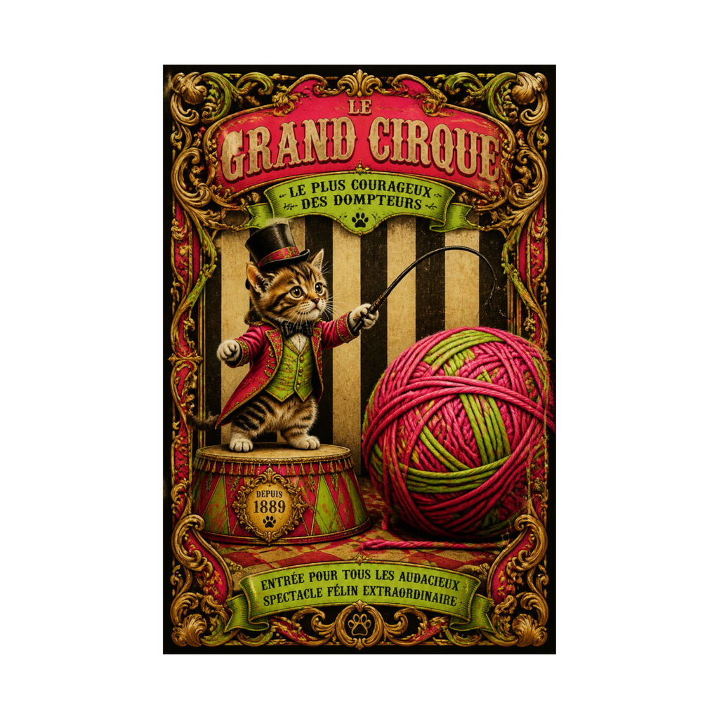 Cat Lion Tamer Wall Art Poster 18×24 Baroque Home Office Decor Maximalist Print