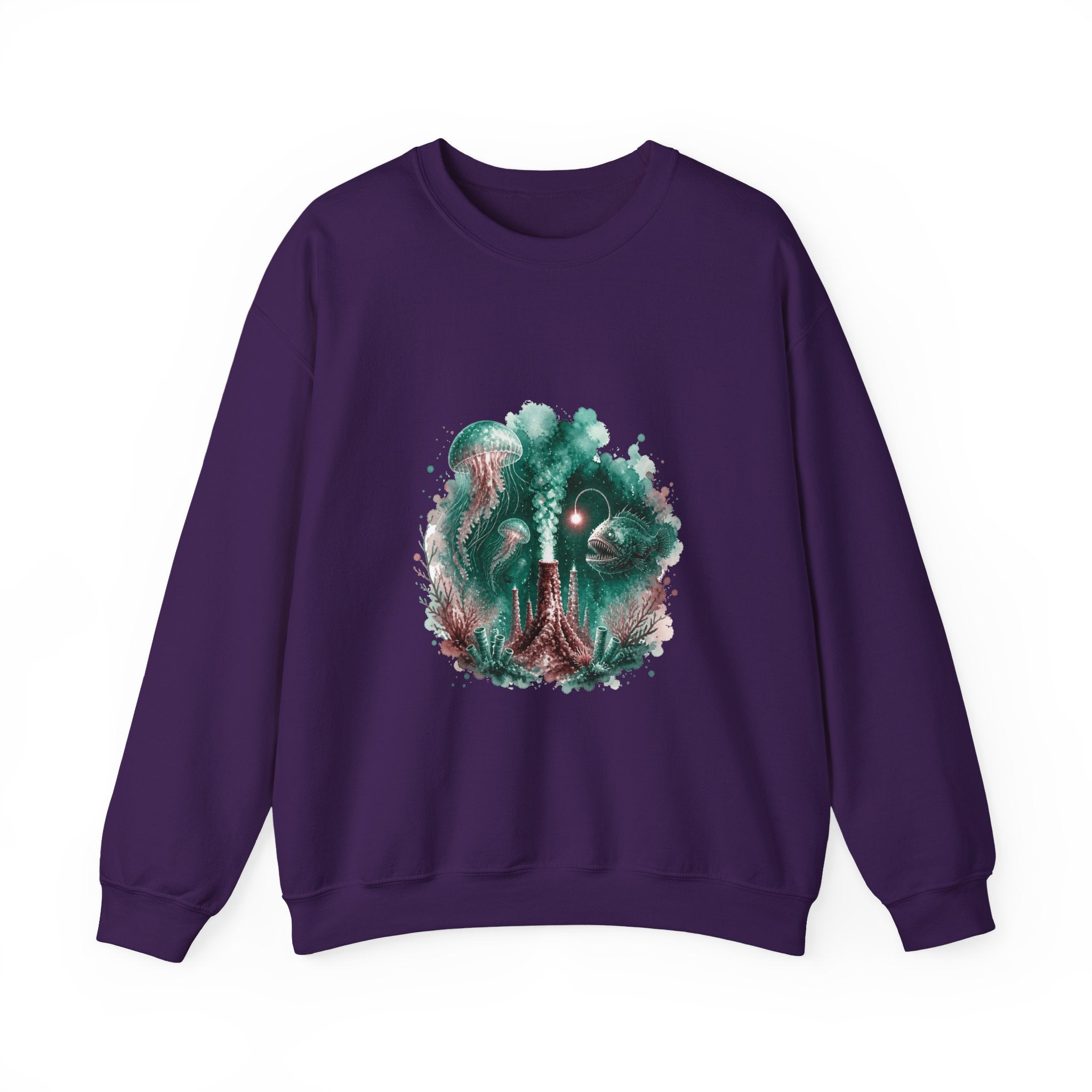 Matching Couple Sweatshirt - Coral Reef & Deep Sea Matching Couple Premium Fleece Sweatshirt Watercolor Art His Hers Birthday Gift - Design B