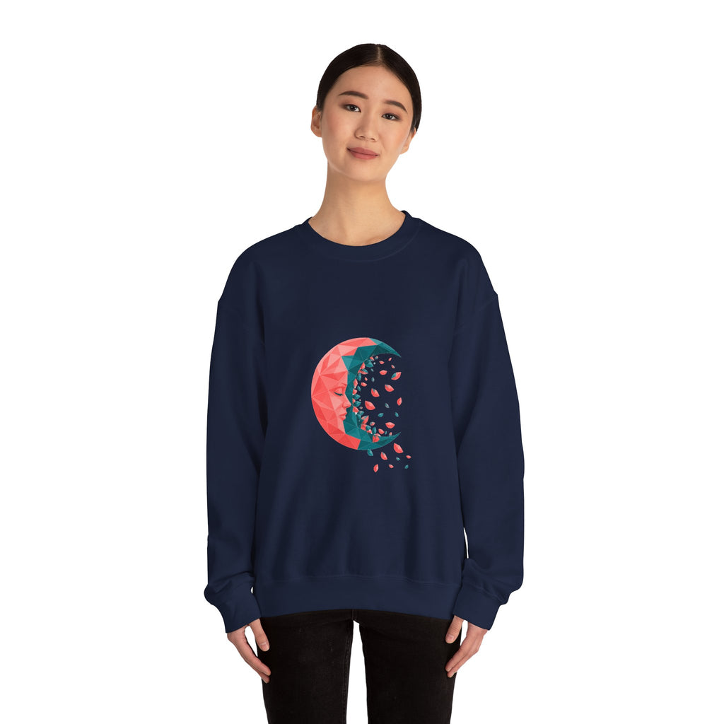 Matching Couple Sweatshirt - Waxing & Waning Moon Matching Couple Crewneck Sweatshirt Geometric Art His Hers Couple Gift - Design B