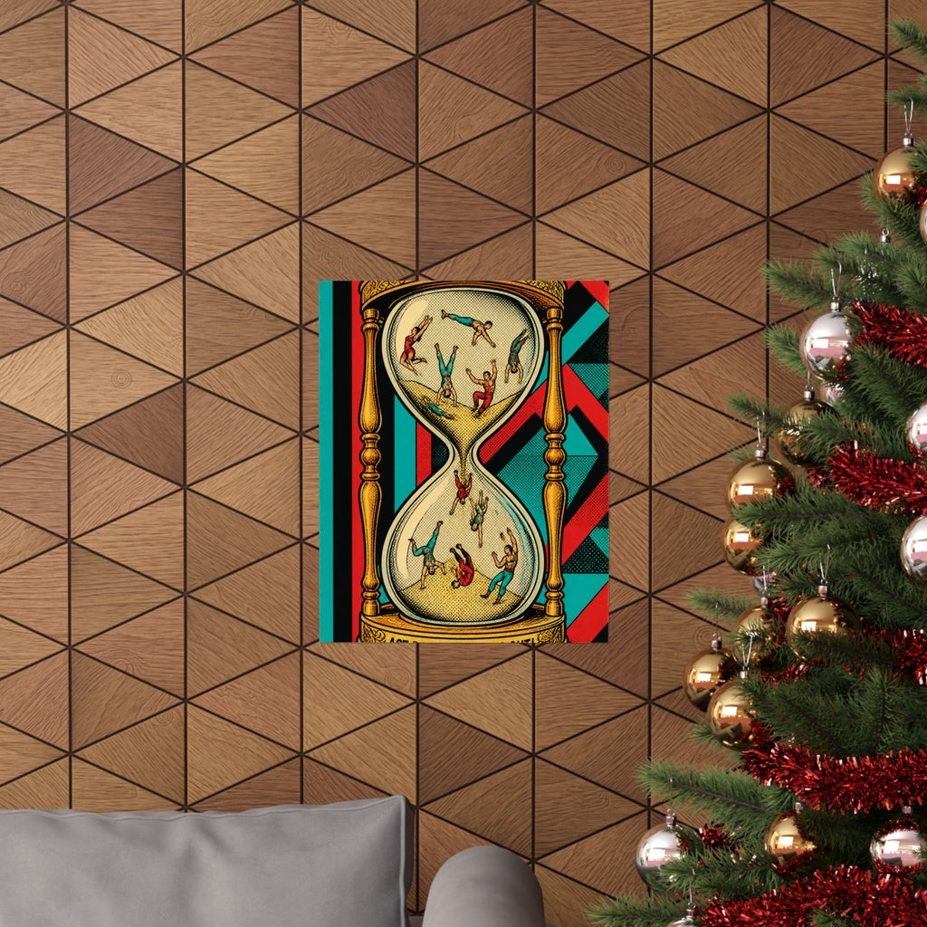 Hourglass Acrobats Wall Art Poster 24×36 Pop Art Restaurant Decor Maximalist Print