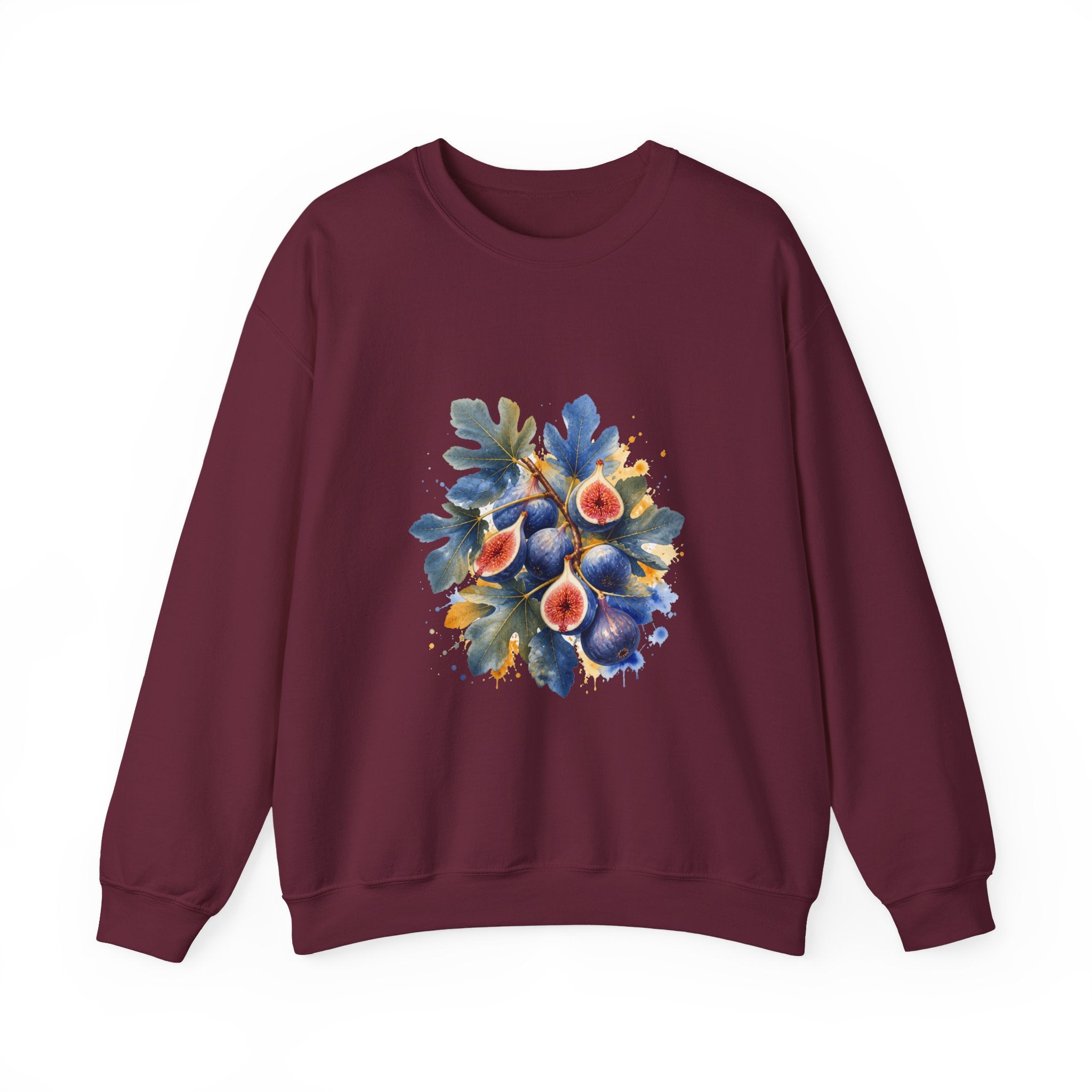 Matching Couple Sweatshirt - Olive Branch & Fig Matching Couple Premium Fleece Sweatshirt Watercolor Art His Hers Birthday Gift - Design B