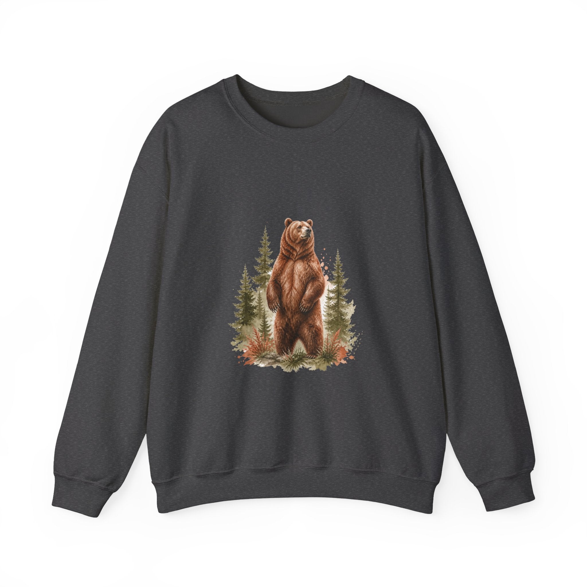 Matching Couple Sweatshirt - Bear & Deer Matching Couple Crewneck Sweatshirt Watercolor Art His Hers Engagement Gift - Design A