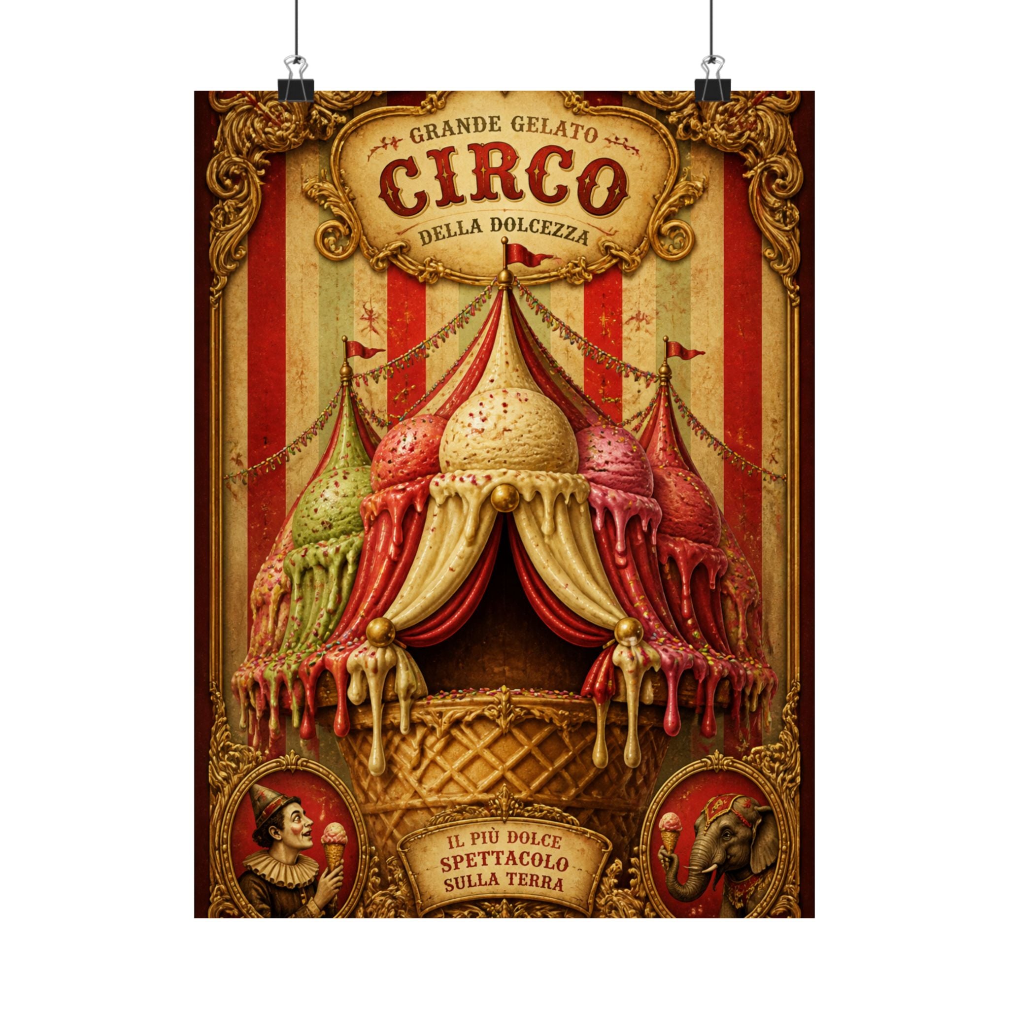 Ice Cream Cone Circus Tent Wall Art Poster 24×36 Baroque Studio Decor Maximalist Print