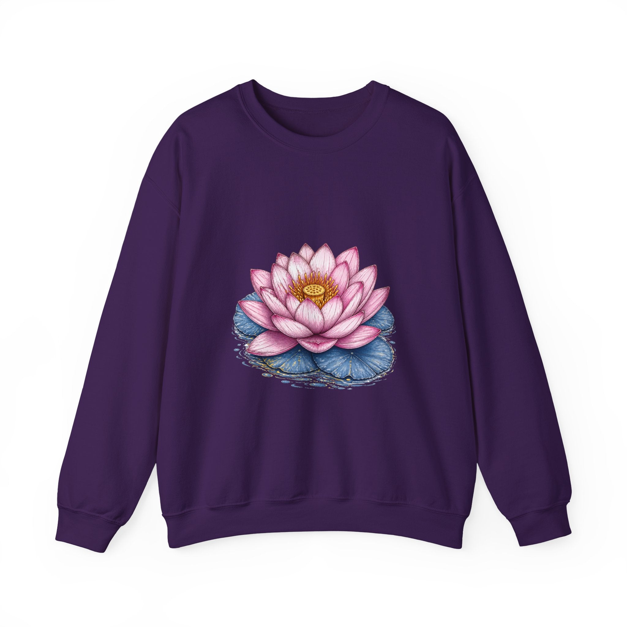 Matching Couple Sweatshirt - Open & Closed Lotus Matching Couple Comfort Colors Crew Hand-Drawn Art His Hers Anniversary Gift - Design A