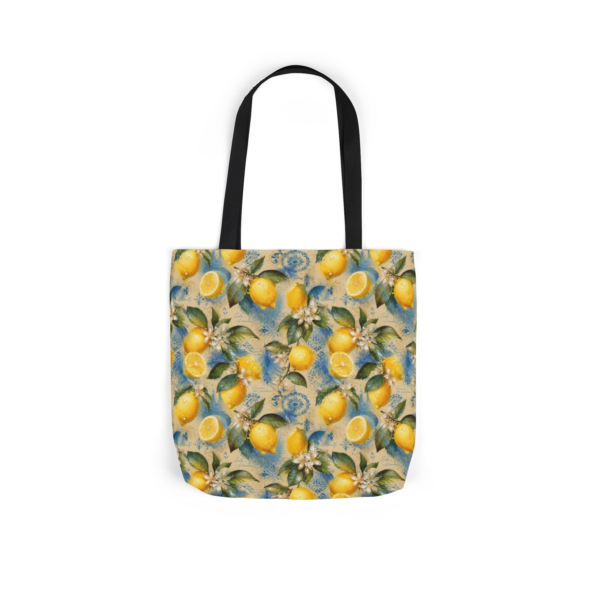Meyer Lemons Canvas Tote Bag Mediterranean Kitchen Watercolor Splash Design Italian Cottagecore Gift