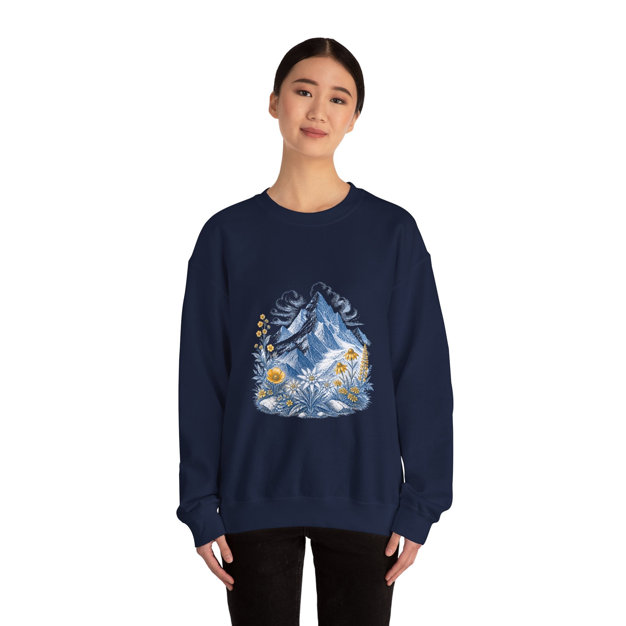Matching Couple Sweatshirt - Mountain & Ocean Matching Couple Premium Fleece Sweatshirt Vintage Art His Hers Honeymoon Gift - Design A