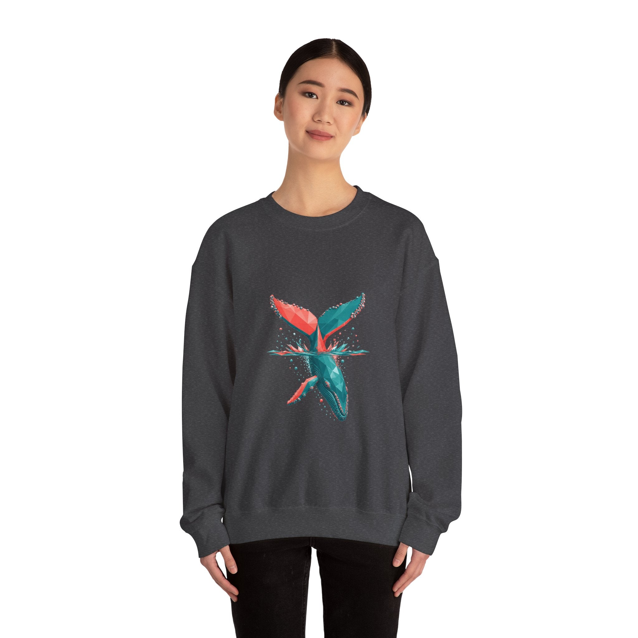 Matching Couple Sweatshirt - Eagle & Whale Matching Couple Comfort Colors Crew Geometric Art His Hers Love Gift - Design B