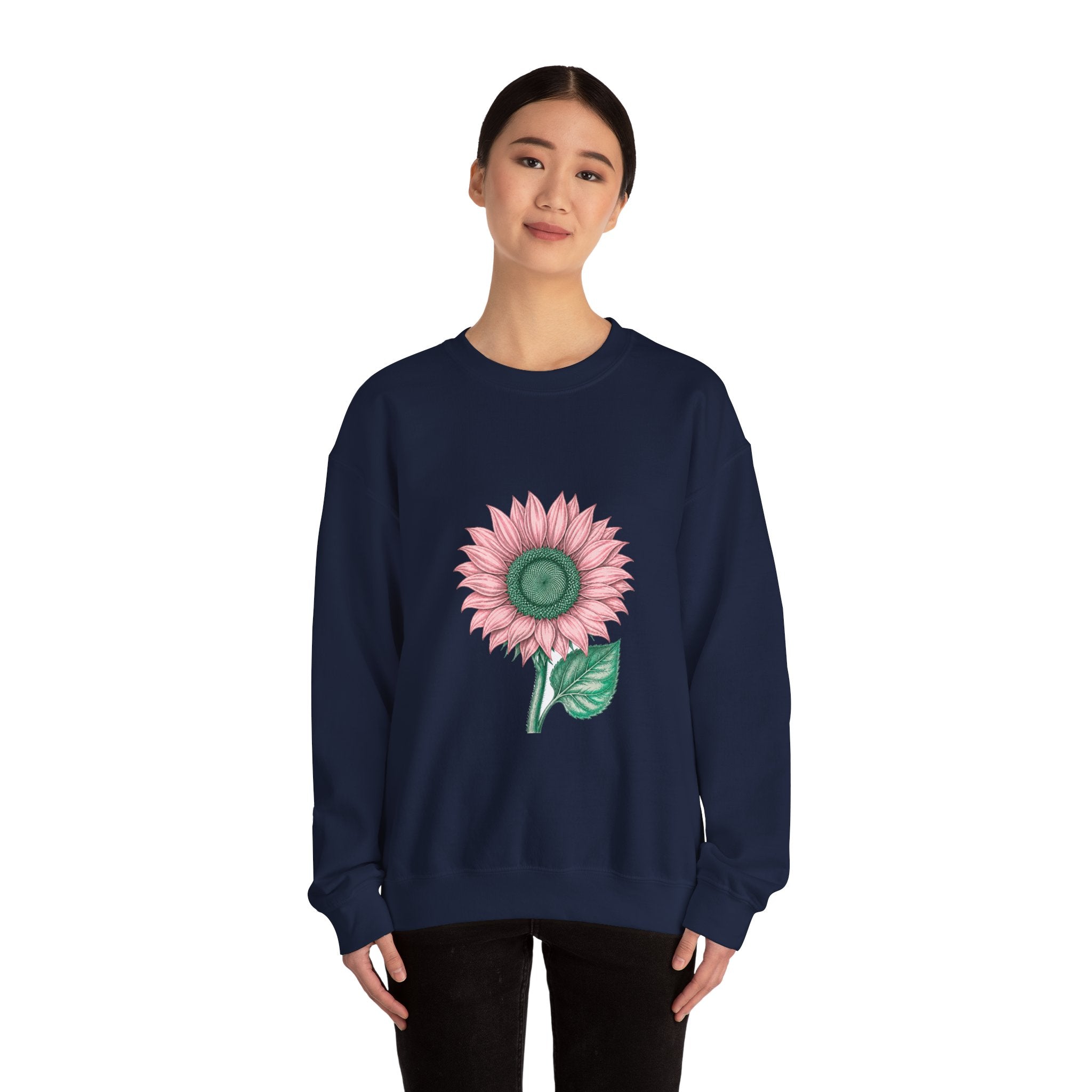 Matching Couple Sweatshirt - Sunflower & Moonflower Matching Couple Crewneck Sweatshirt Vintage Art His Hers Wedding Gift - Design A