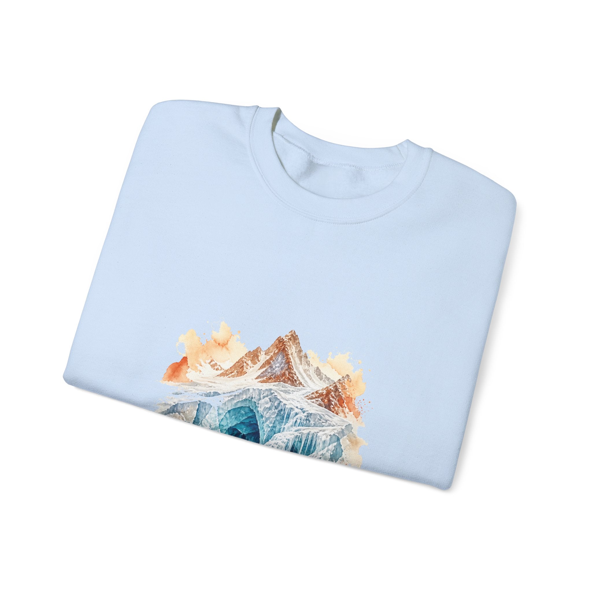 Matching Couple Sweatshirt - Volcano & Glacier Matching Couple Crewneck Sweatshirt Watercolor Art His Hers Engagement Gift - Design B