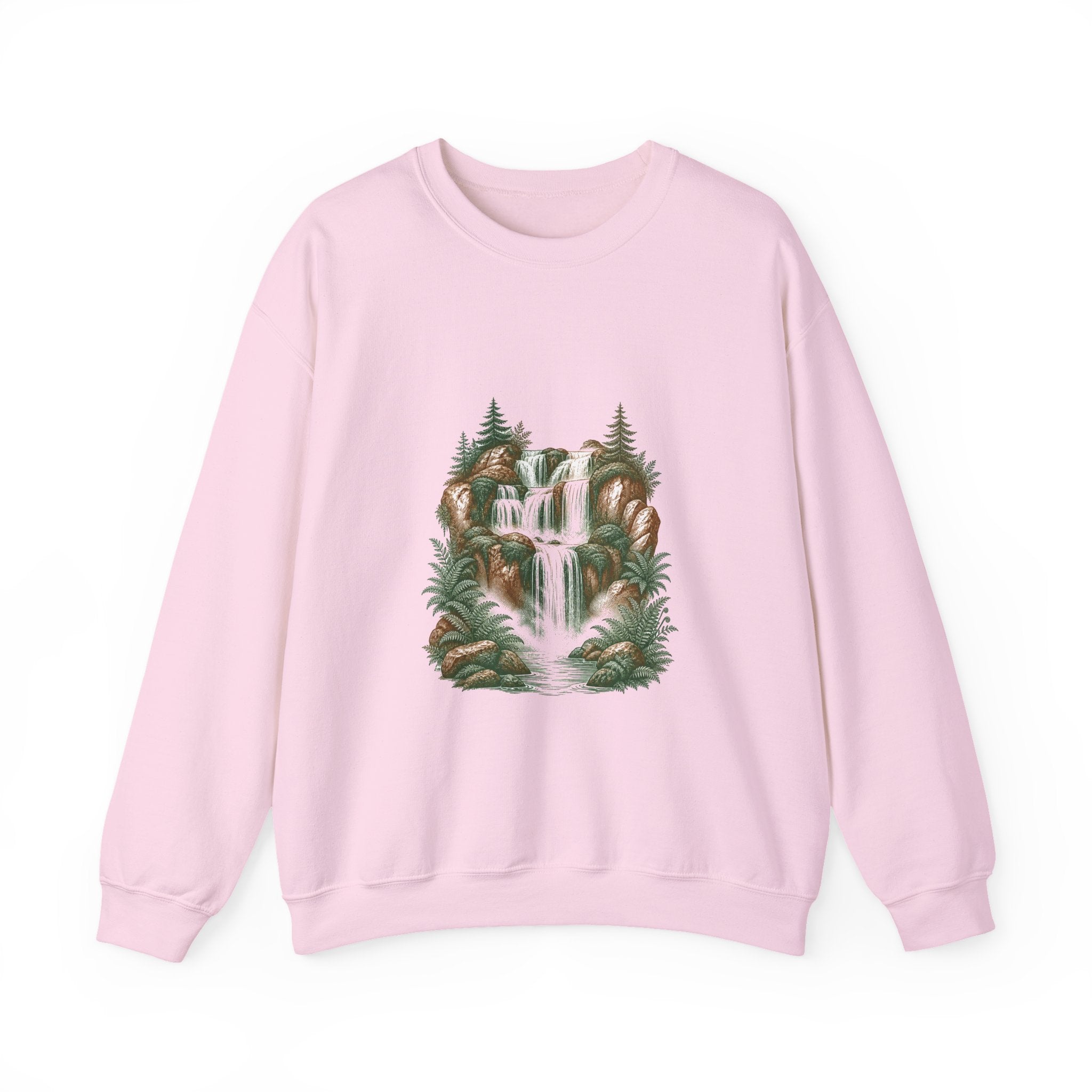 Matching Couple Sweatshirt - Wildfire & Waterfall Matching Couple Comfort Colors Crew Vintage Art His Hers Honeymoon Gift - Design B