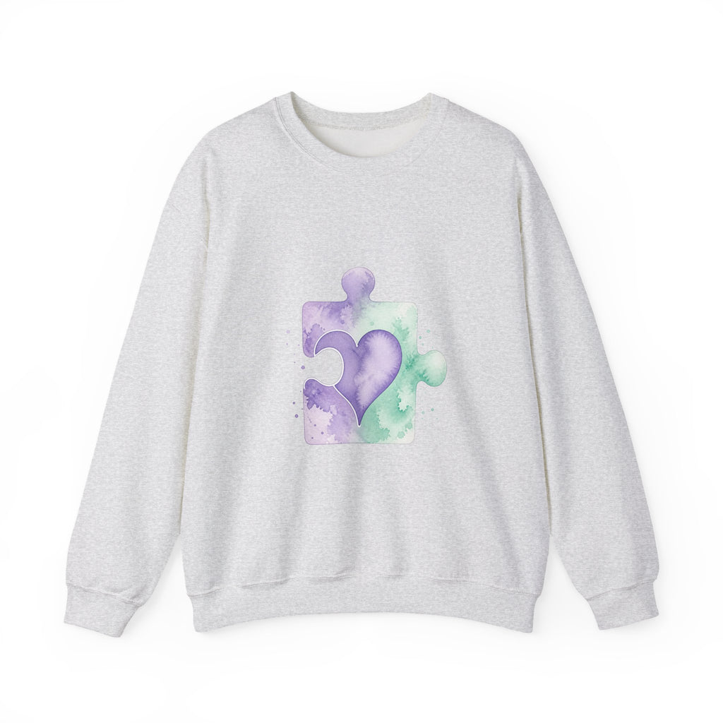 Matching Couple Sweatshirt - Puzzle Pieces Matching Couple Comfort Colors Crew Watercolor Art His Hers Birthday Gift - Design B