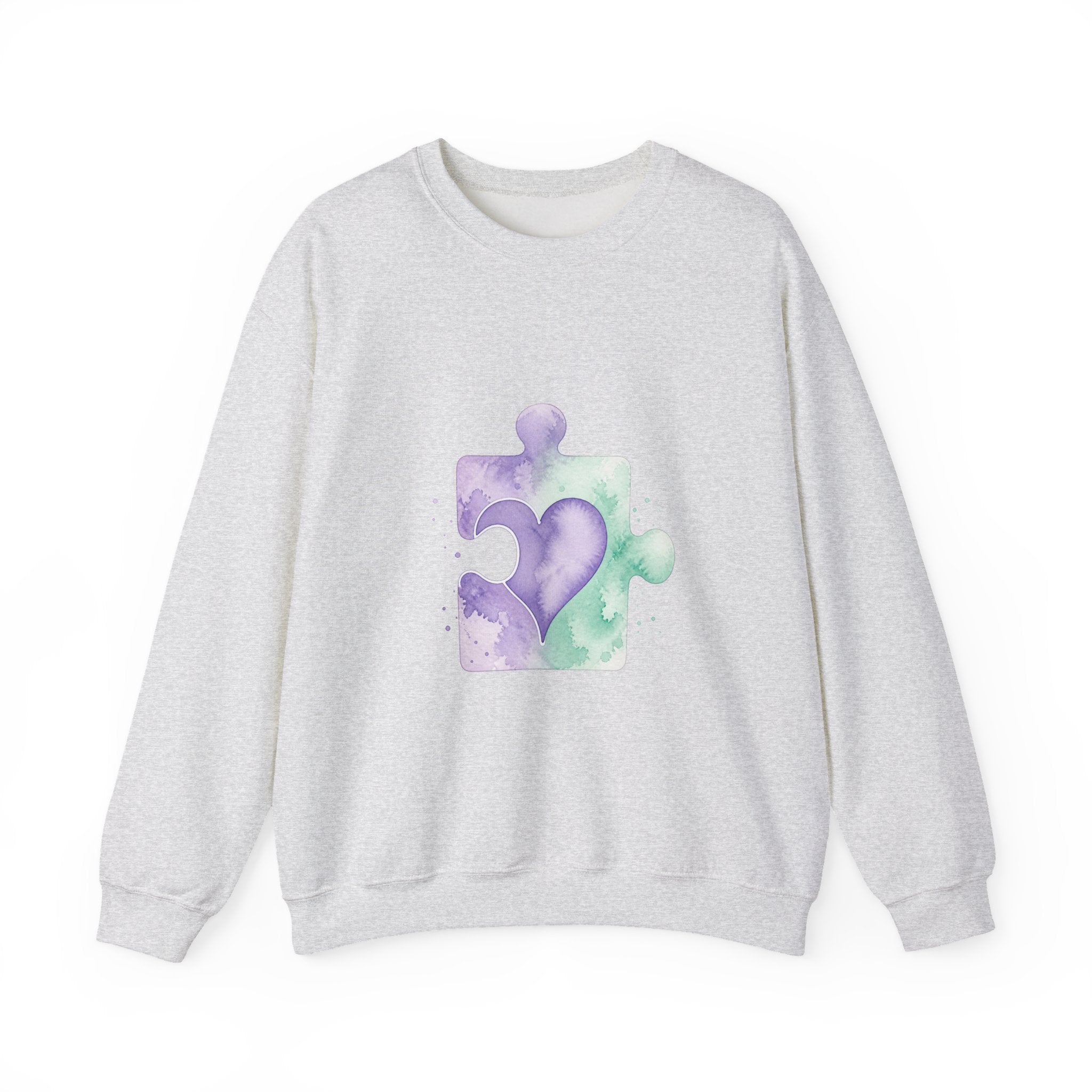 Matching Couple Sweatshirt - Puzzle Pieces Matching Couple Comfort Colors Crew Watercolor Art His Hers Birthday Gift - Design B