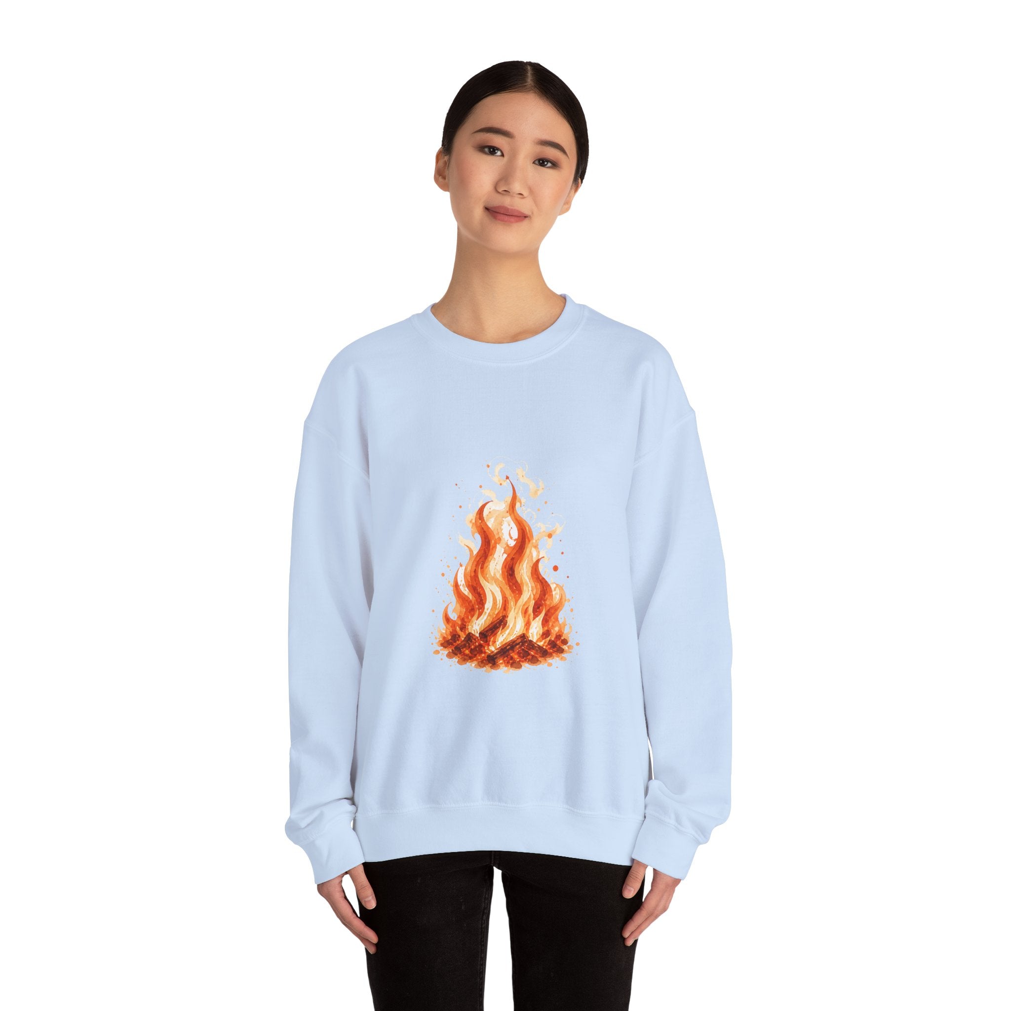 Matching Couple Sweatshirt - Wildfire & Waterfall Matching Couple Comfort Colors Crew Watercolor Art His Hers Birthday Gift - Design A