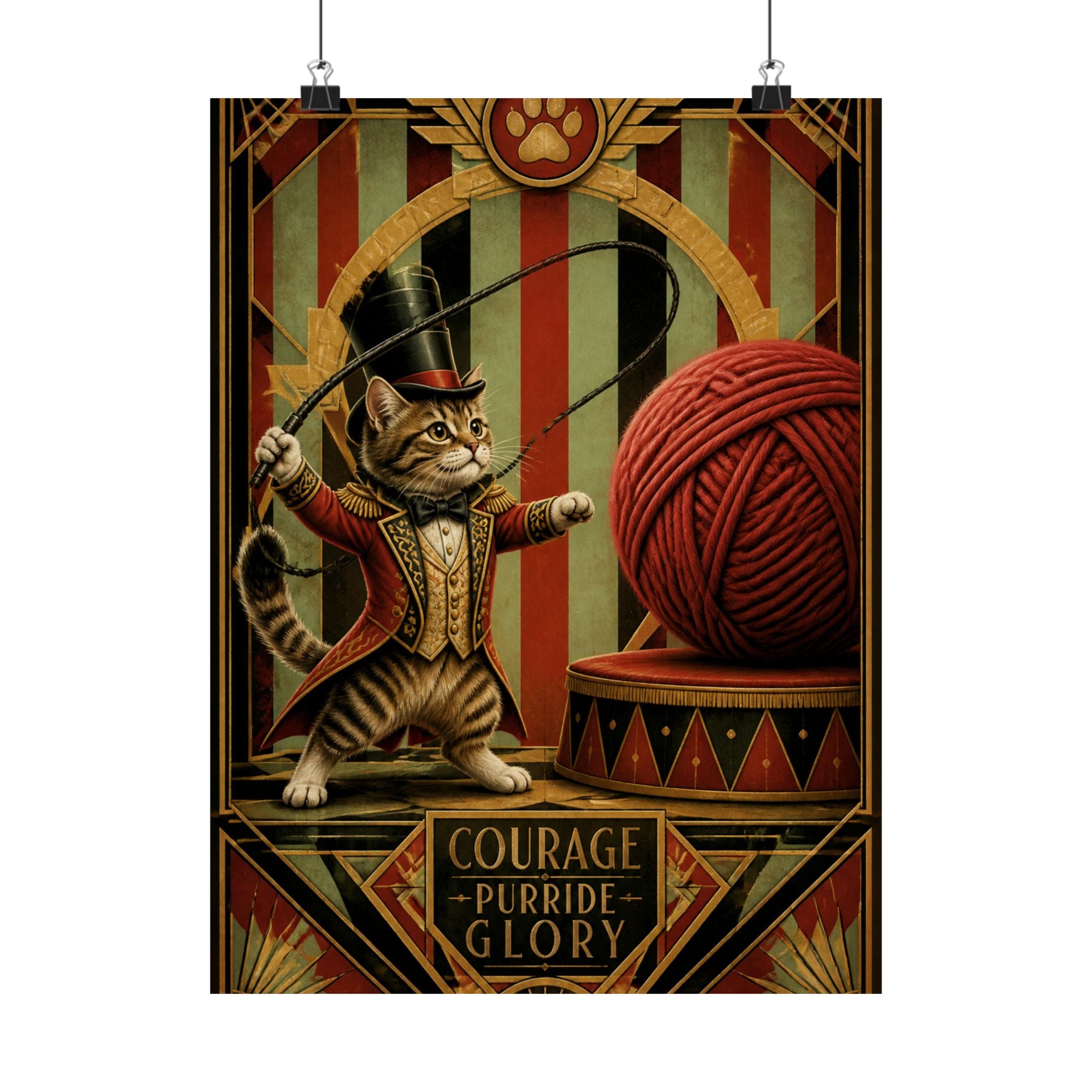 Cat Lion Tamer Wall Art Poster 18×24 Art Deco Entryway Decor Maximalist Print
