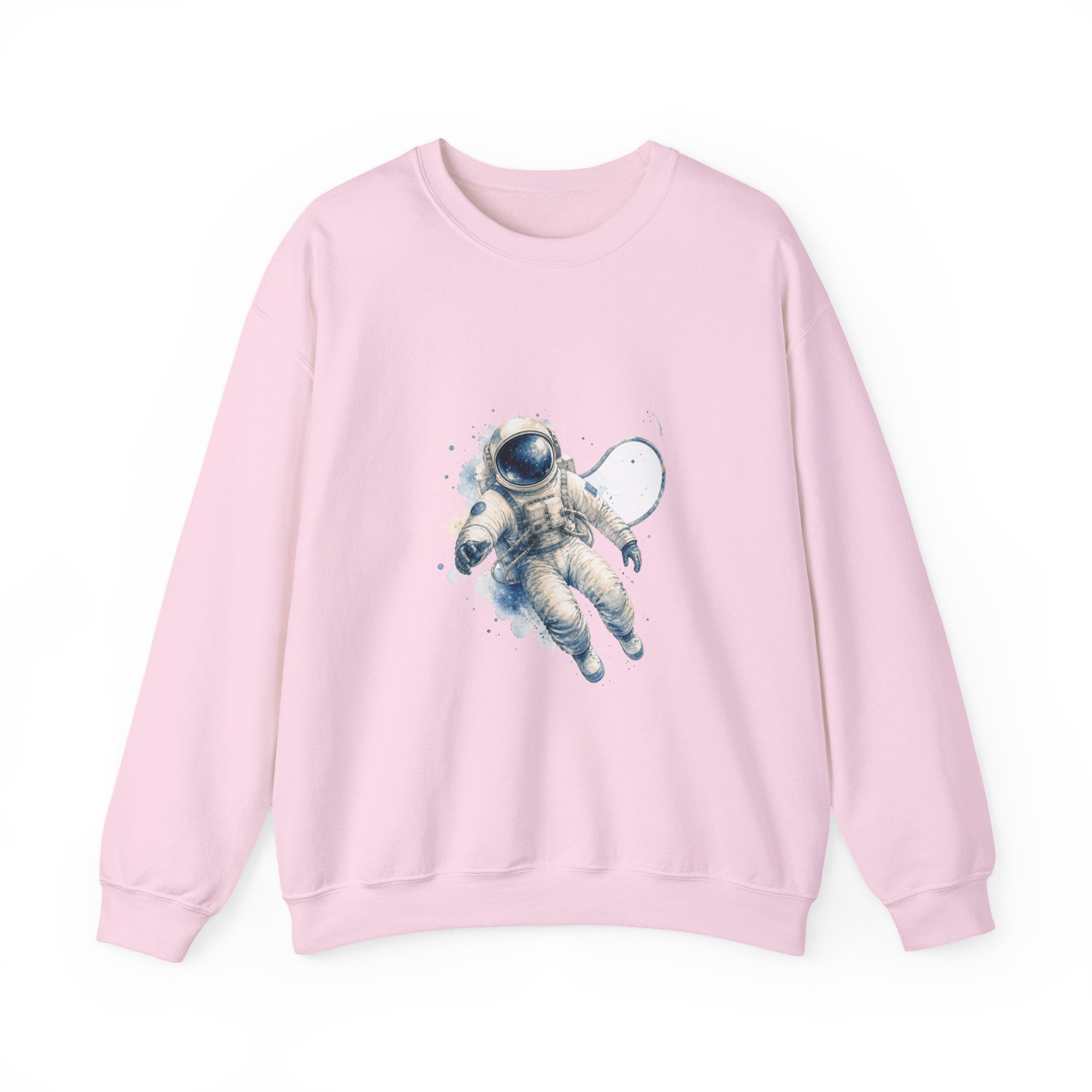 Matching Couple Sweatshirt - Astronaut & Planet Matching Couple Crewneck Sweatshirt Watercolor Art His Hers Engagement Gift - Design A