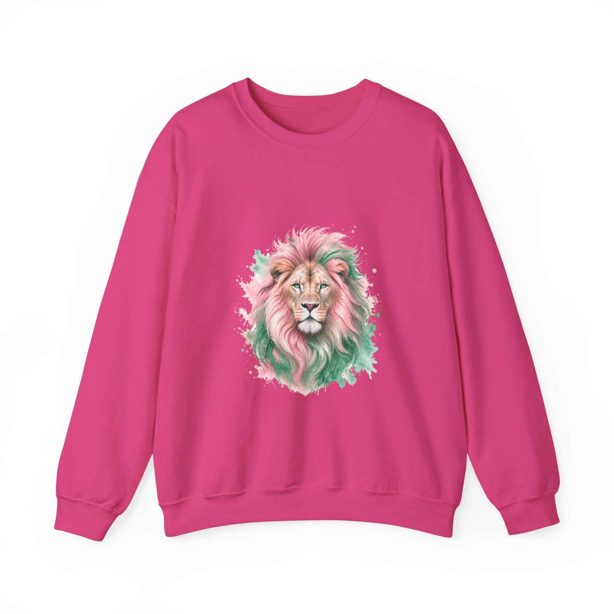 Matching Couple Sweatshirt - Lion & Lamb Matching Couple Premium Fleece Sweatshirt Watercolor Art His Hers Birthday Gift - Design A