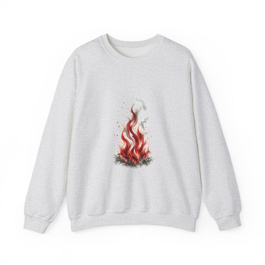 Matching Couple Sweatshirt - Wildfire & Waterfall Matching Couple Crewneck Sweatshirt Watercolor Art His Hers Engagement Gift - Design A