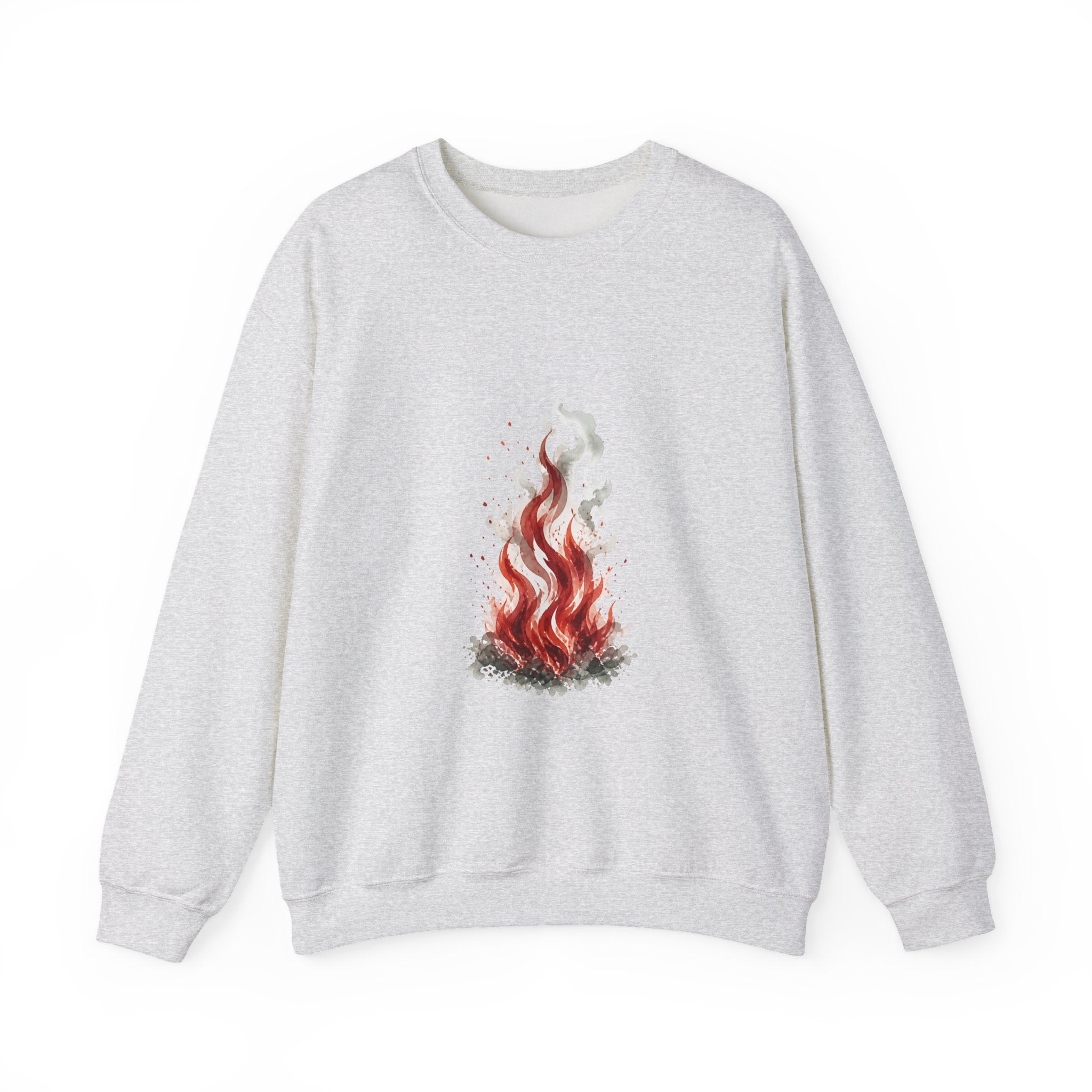 Matching Couple Sweatshirt - Wildfire & Waterfall Matching Couple Crewneck Sweatshirt Watercolor Art His Hers Engagement Gift - Design A