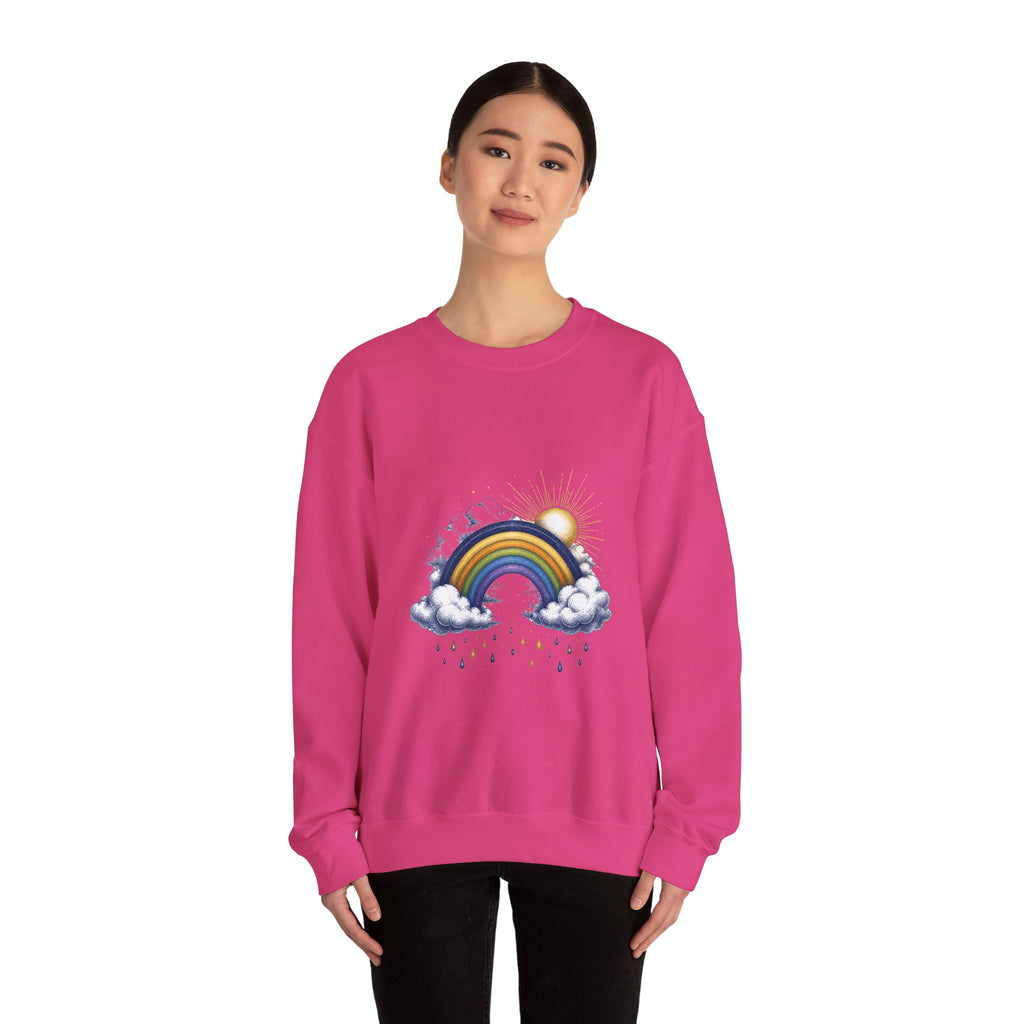 Matching Couple Sweatshirt - Storm & Rainbow Matching Couple Crewneck Sweatshirt Hand-Drawn Art His Hers Best Friend Gift - Design B