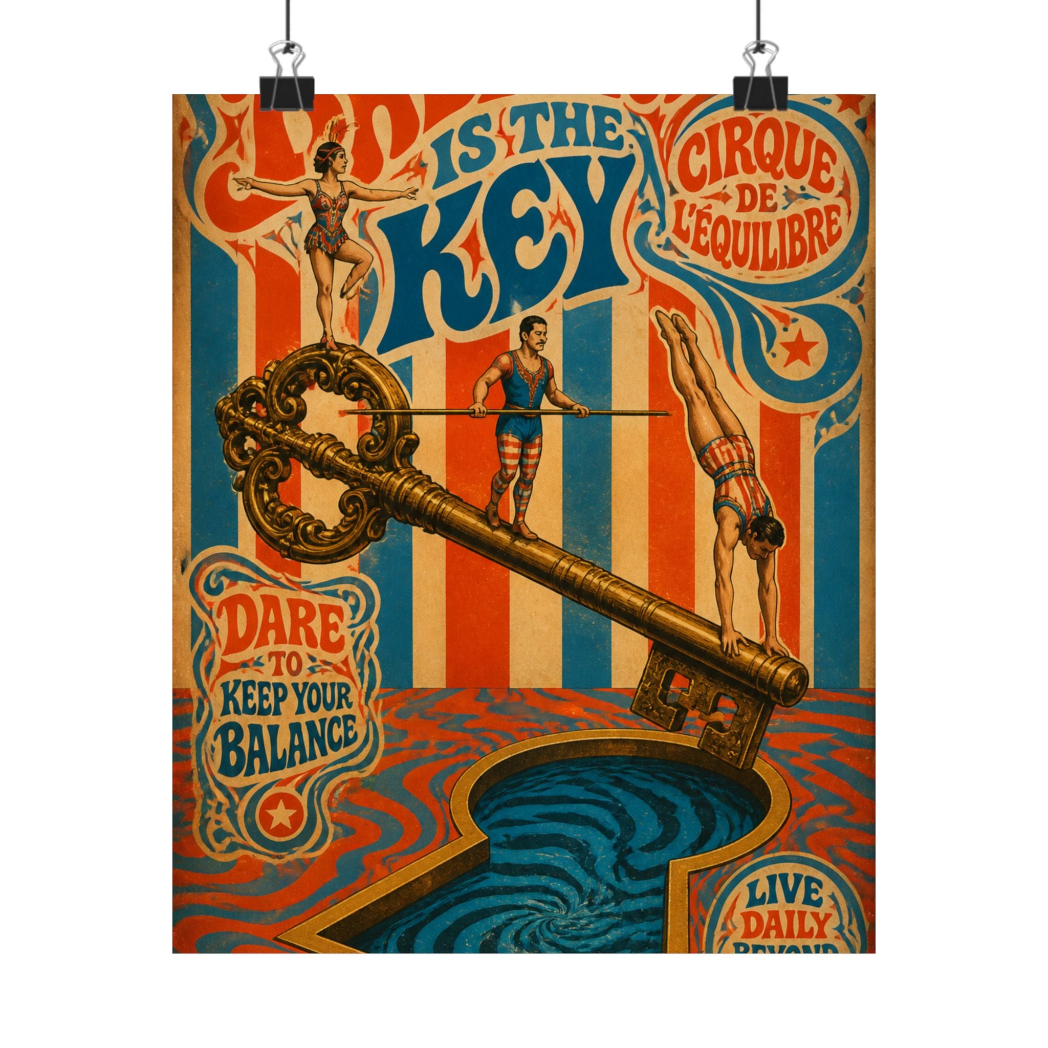Giant Key Performance Wall Art Poster 24×36 Psychedelic Dining Room Decor Maximalist Print