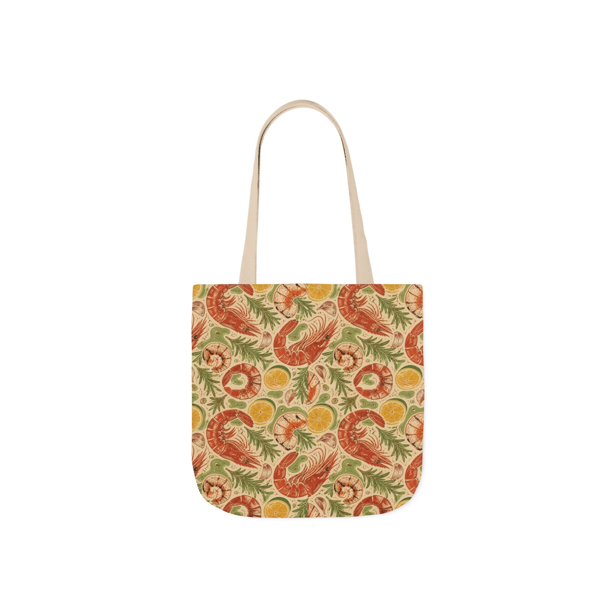 Mediterranean Shrimp Canvas Tote Bag Mediterranean Kitchen Linocut Design Italian Cottagecore Gift