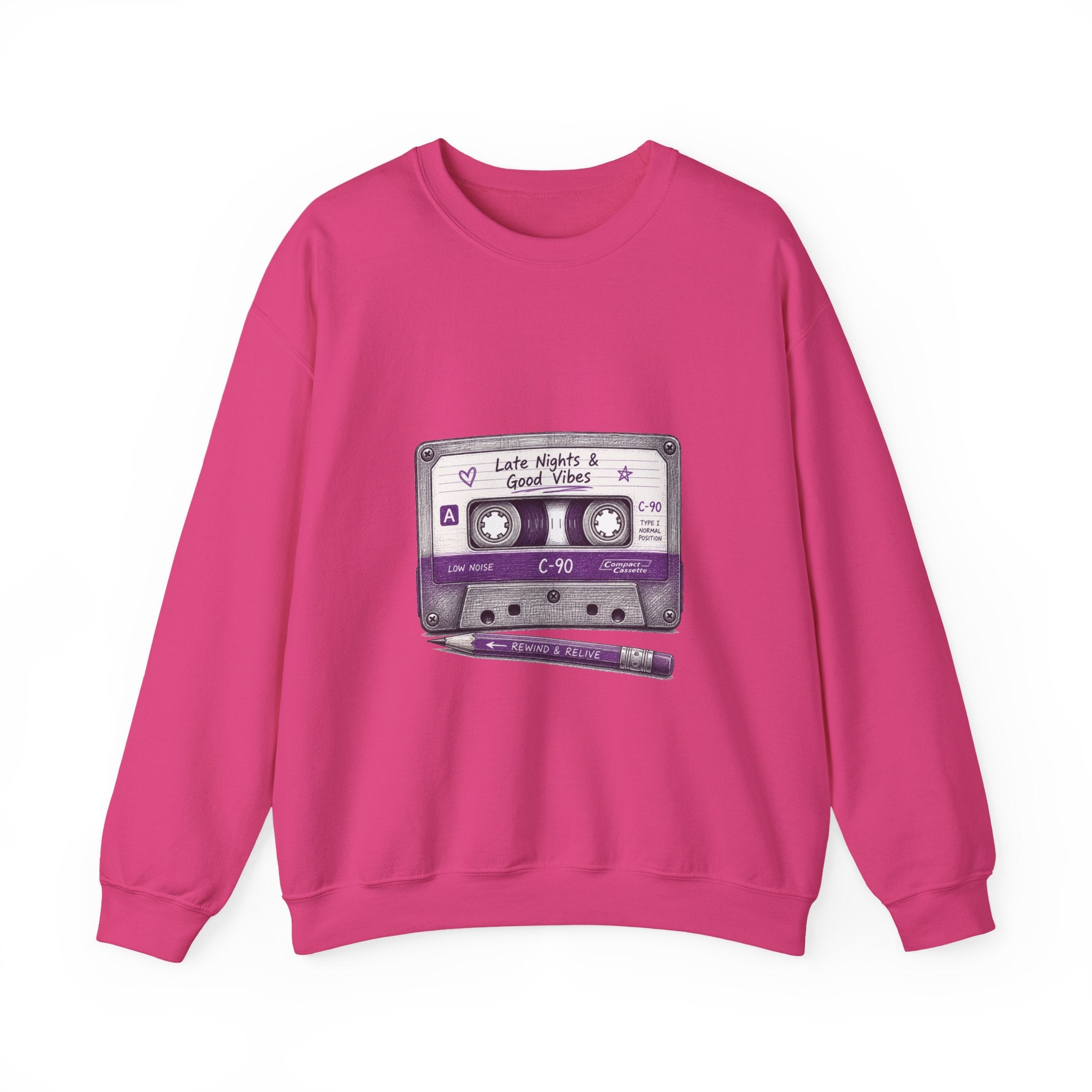 Matching Couple Sweatshirt - Vinyl & Cassette Matching Couple Crewneck Sweatshirt Hand-Drawn Art His Hers Best Friend Gift - Design B