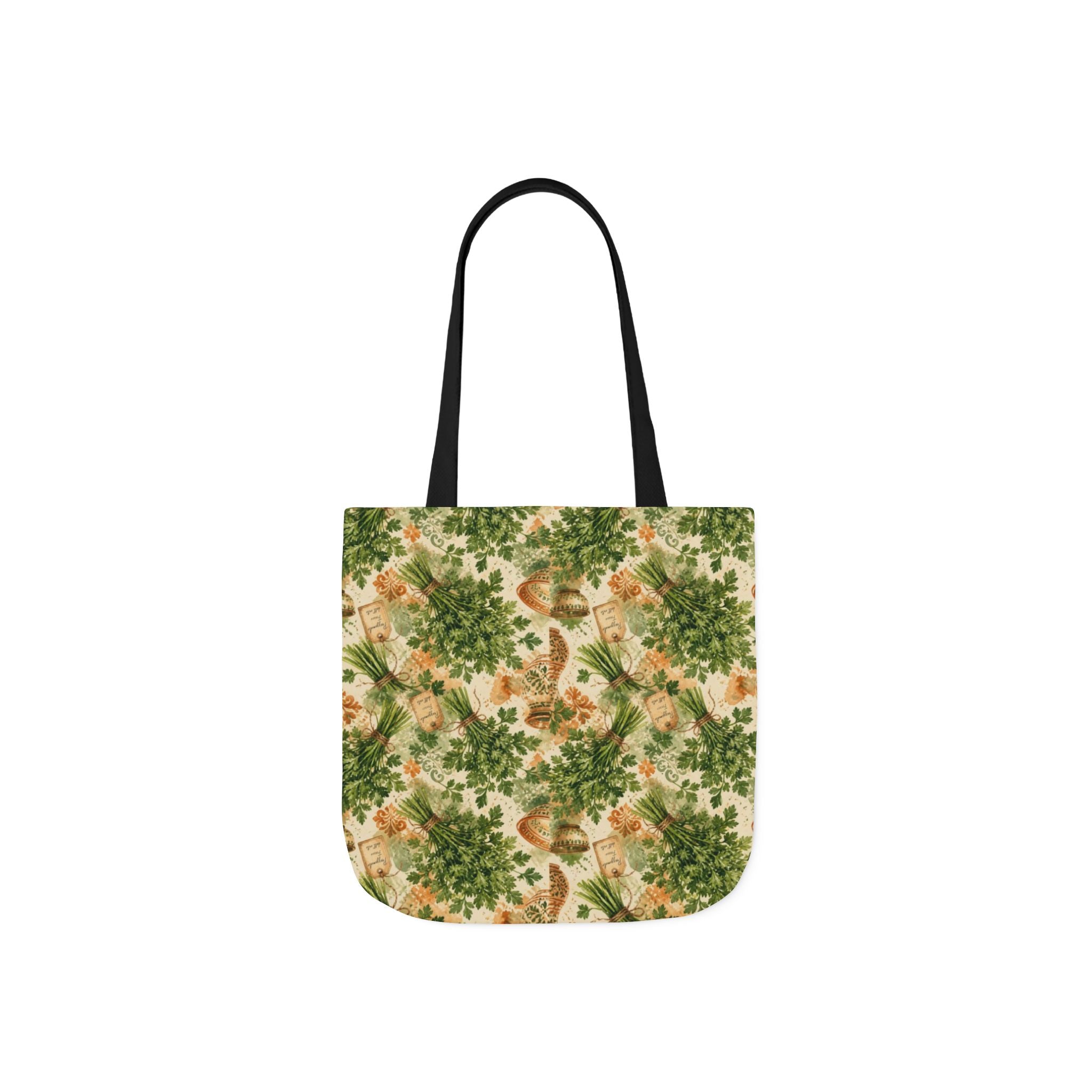 Fresh Parsley Canvas Tote Bag Mediterranean Kitchen Watercolor Splash Design Italian Cottagecore Gift