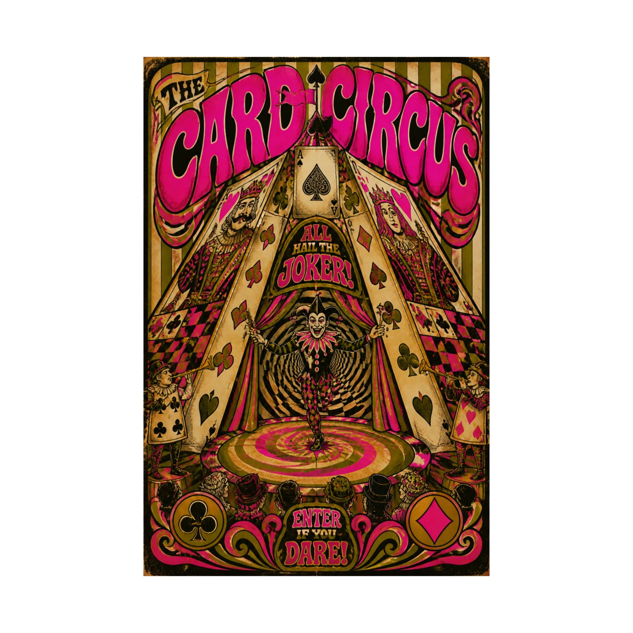 Playing Cards Tent Wall Art Poster 18×24 Psychedelic Cafe Decor Maximalist Print