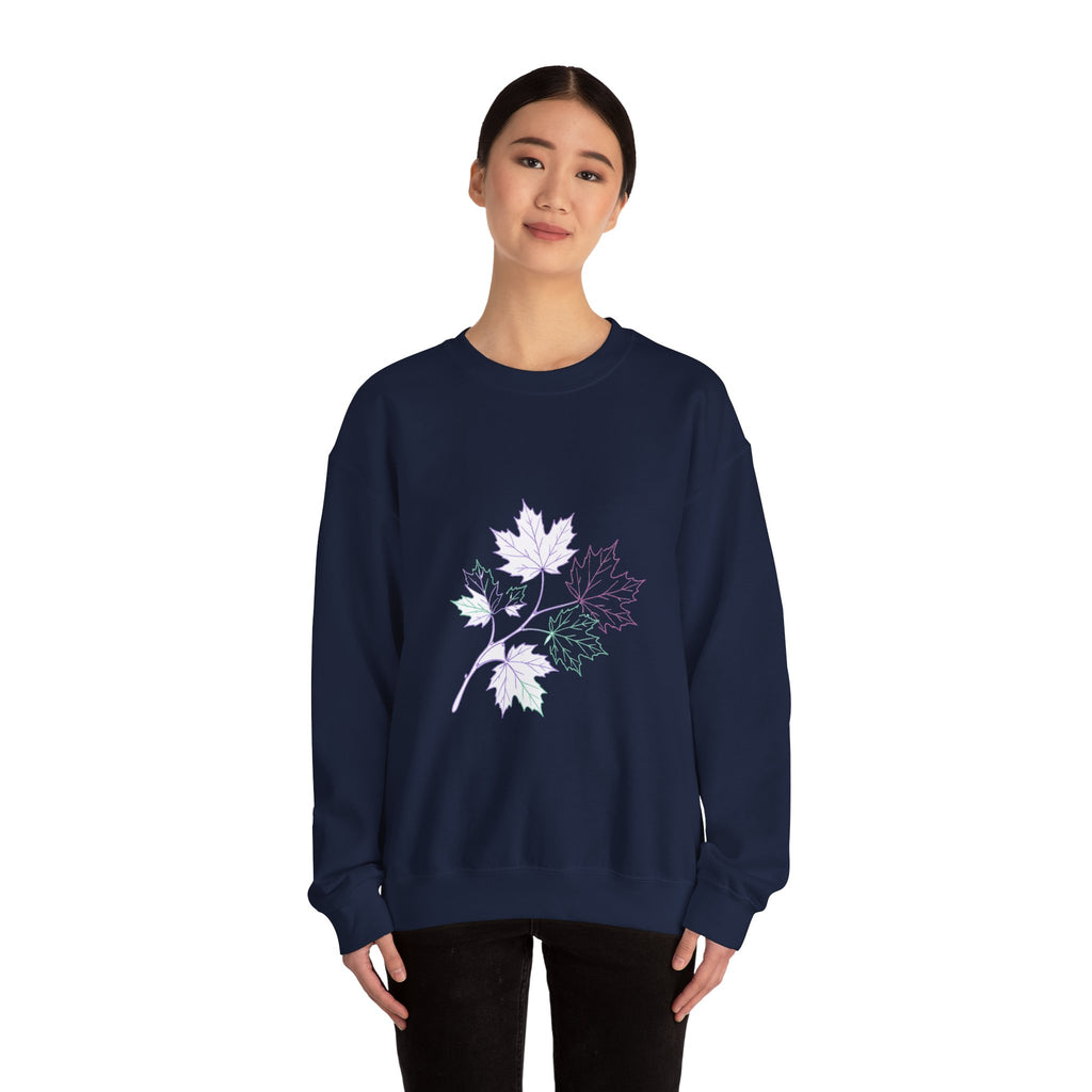Matching Couple Sweatshirt - Cherry Blossom & Maple Leaf Matching Couple Crewneck Sweatshirt Minimalist Art His Hers Valentine Gift - Design B