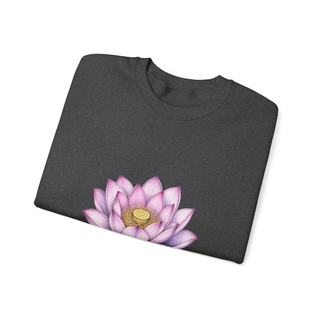 Matching Couple Sweatshirt - Open & Closed Lotus Matching Couple Crewneck Sweatshirt Hand-Drawn Art His Hers Best Friend Gift - Design A