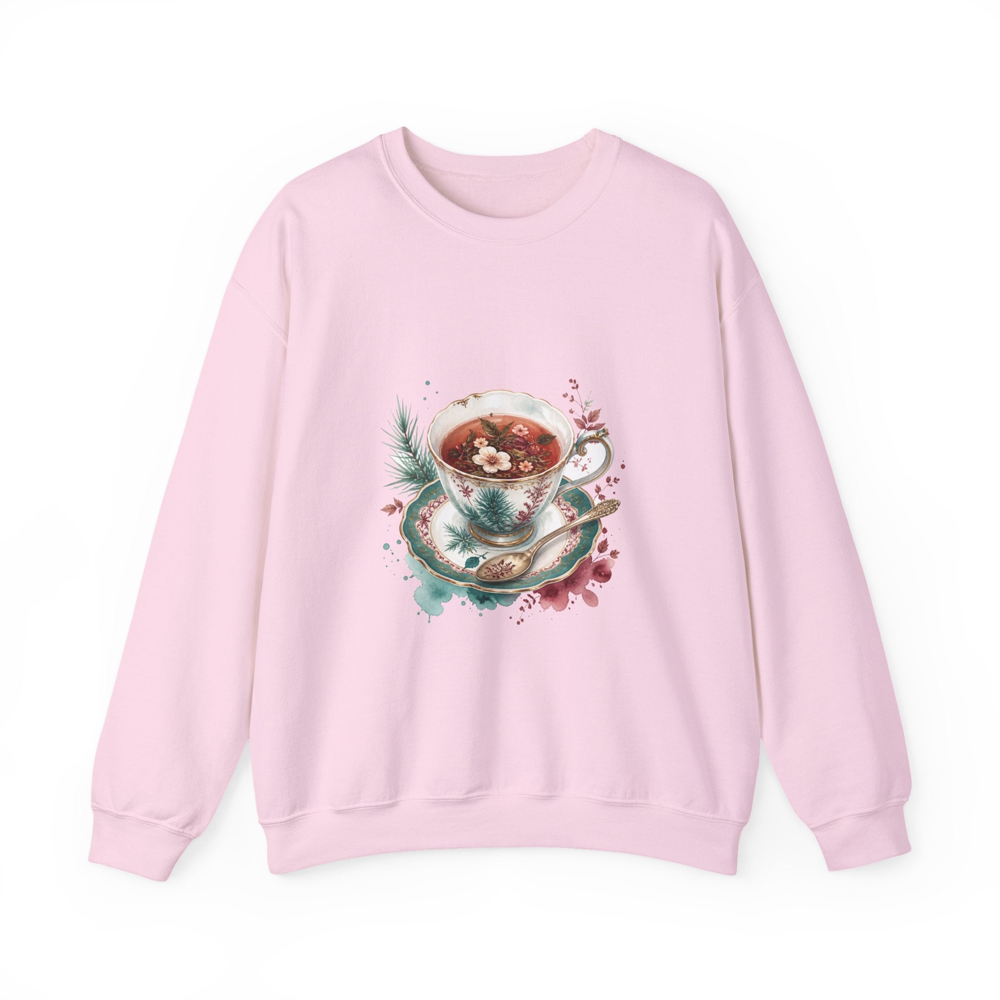 Matching Couple Sweatshirt - Coffee & Tea Matching Couple Comfort Colors Crew Watercolor Art His Hers Birthday Gift - Design B